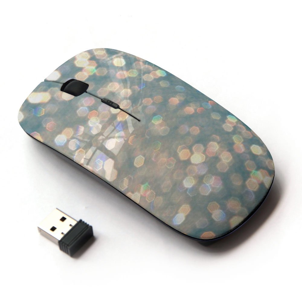2.4G Wireless Optical Mouse - Glitter Silver Pink Shiny Glamorous Design for Women, Office & Gaming Use
