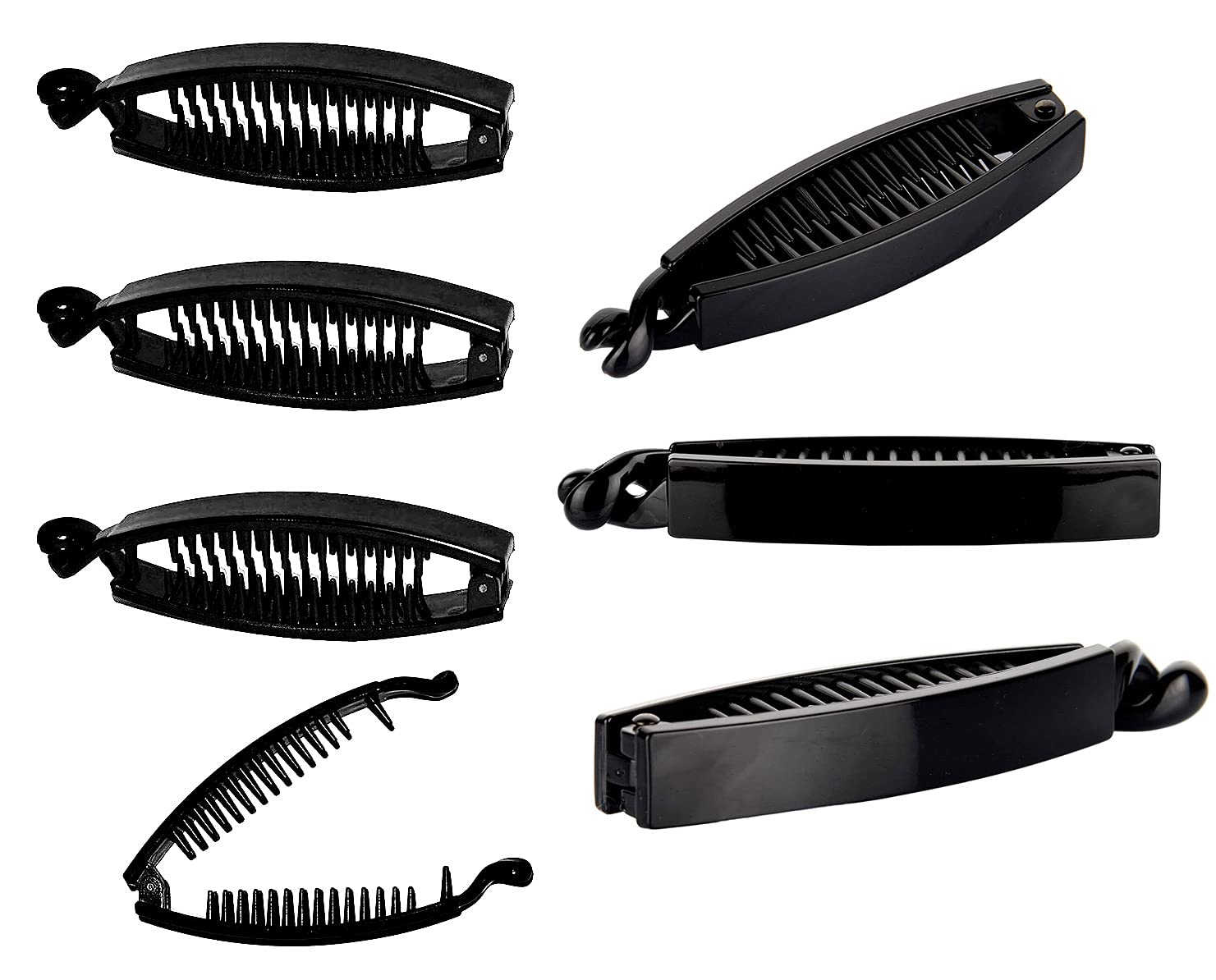 BHARATGAURAV Women's Hair Clips - 6 Pack Medium Size Black Banana Hair Claws for Women | Hair Accessories for Ponytails, Buns & Updos | Perfect for Work, Parties & Everyday Styling