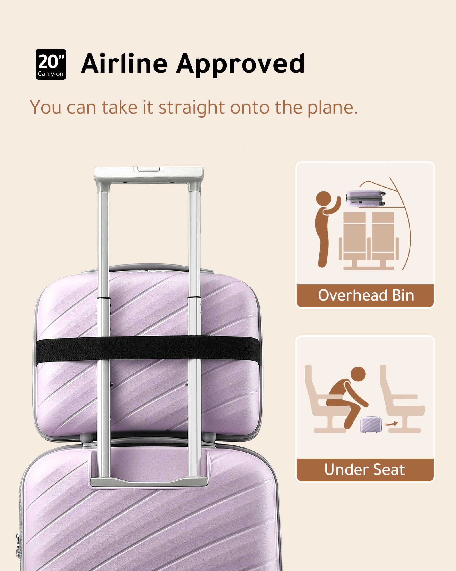 LUGGEX 2-Piece Lightweight Carry-On Luggage Set with 360° Spinner Wheels (14