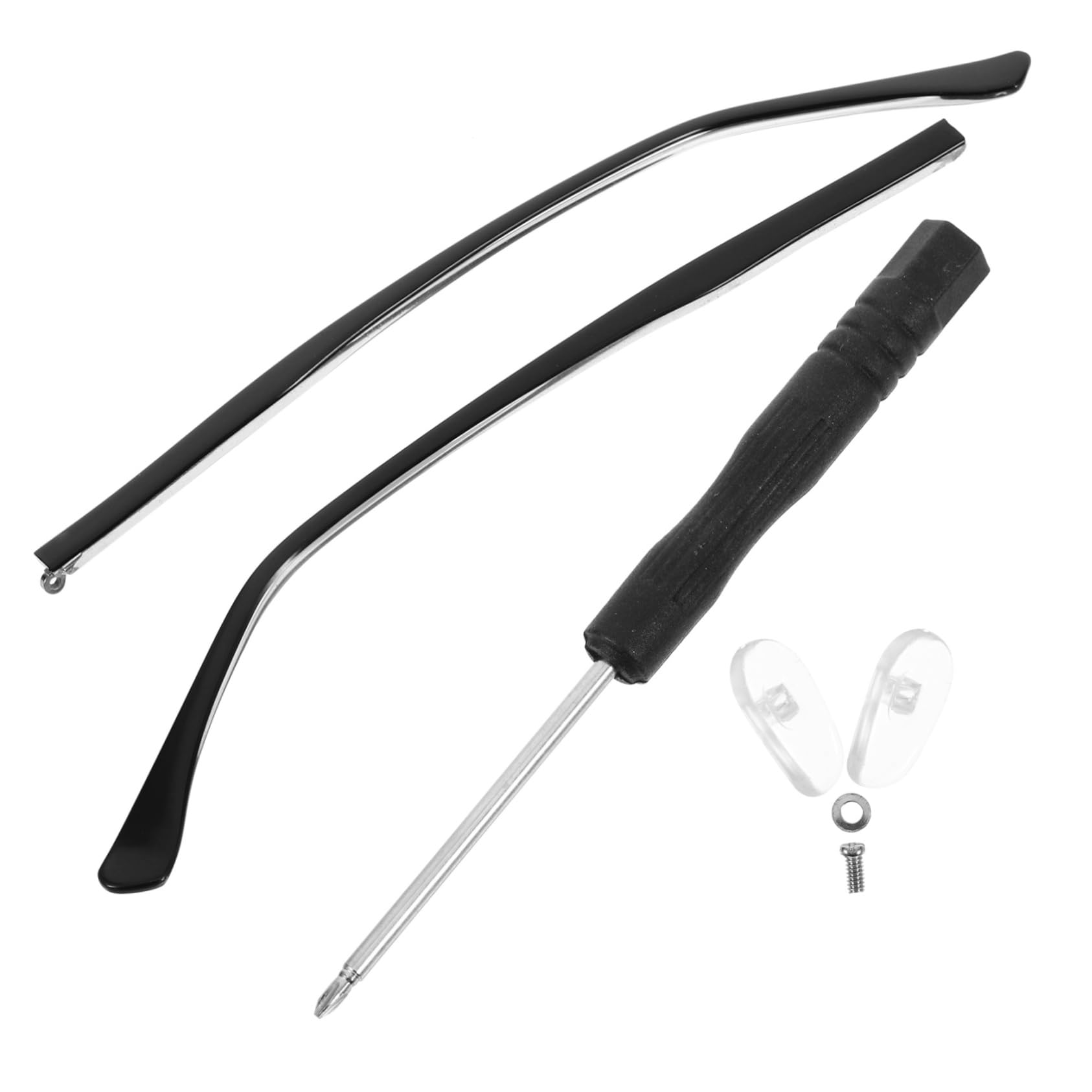 KOMBIUDA 1 Pair Replacement Glasses Temples - Eyeglass Frame Repair Kit with Plastic Ear Clips & Crystal Accessories - Perfect for Broken Glasses Legs Replacement & DIY Eyewear Fixing at Home or Office