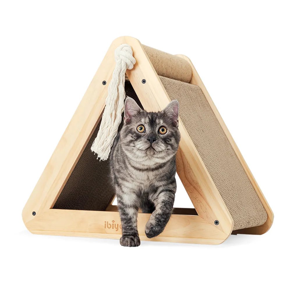 Ibiyaya Hide Out Cat Scratching Post - Durable Sisal Fiber Cat Tree with Cozy Hideaway for Indoor Cats - Perfect for Play, Scratch & Nap in Living Room or Bedroom