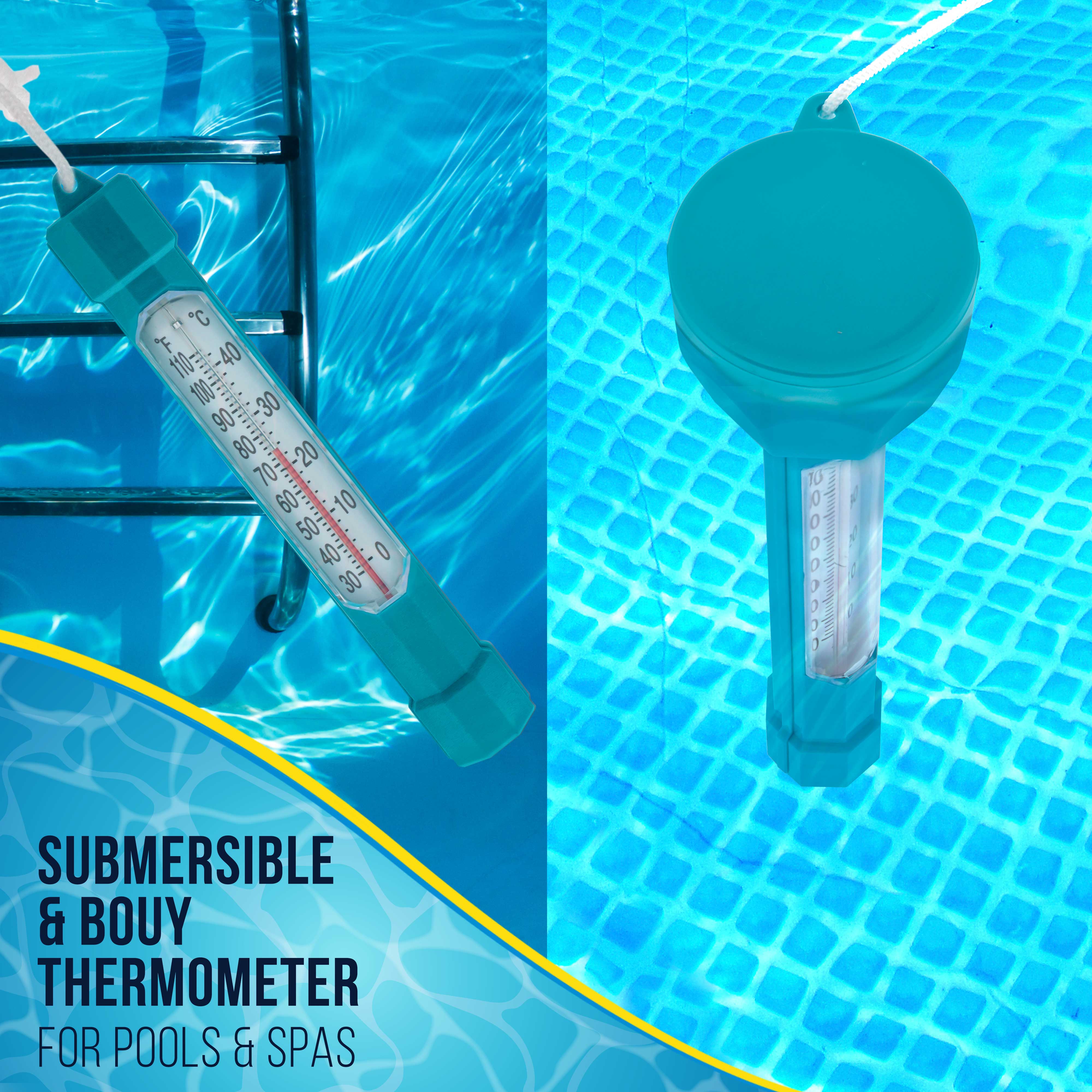 U.S. Pool Supply Floating Thermometer with Large Easy-Read Display - Teal Blue with Tether String (Up to 110°F/40°C) for Pools, Spas & Ponds - Perfect for Monitoring Water Temperature in Backyard, Hot Tubs & Garden Ponds