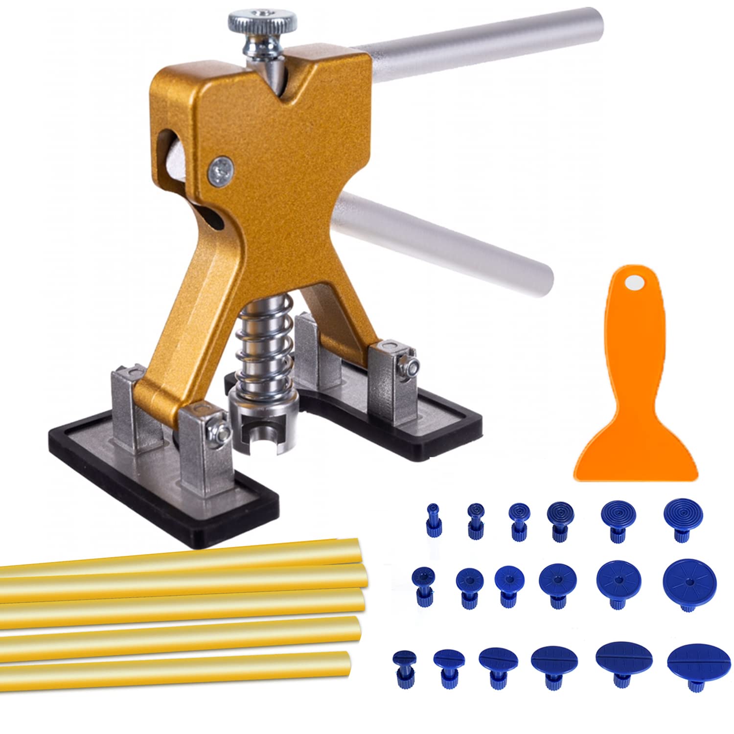 Paintless Dent Repair Kit - Car Dent Puller Tool for Auto Body, Motorcycle & Refrigerator | Professional Dent Removal Kit with Golden Lifter | Perfect for DIY Auto Repair, Home Appliance Maintenance & Motorcycle Dent Fixing
