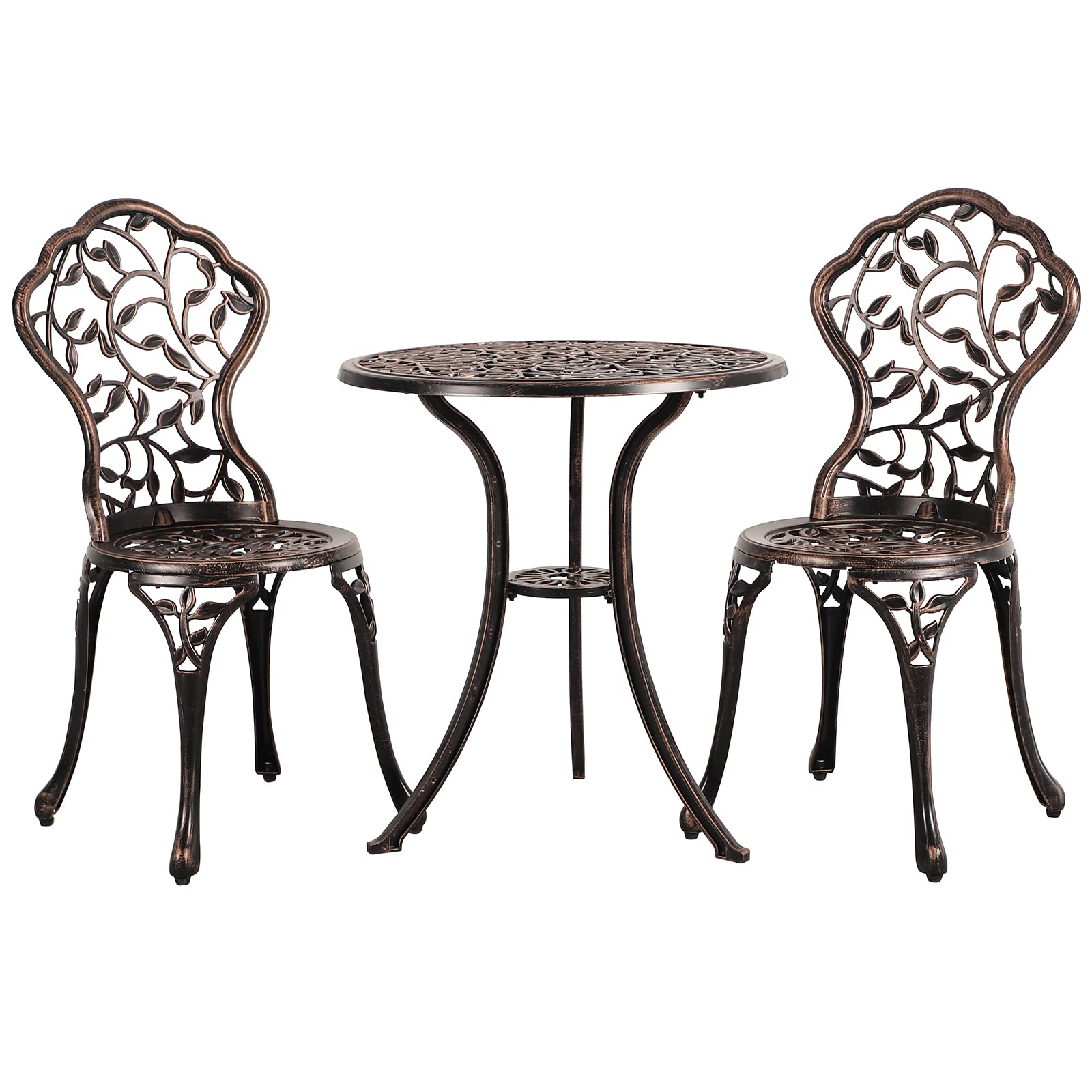 COBANA 3-Piece Outdoor Bistro Set - Retro Cast Aluminum Patio Dining Table & Chairs for Balcony, Garden, Deck, Porch, Poolside - Bronze Finish | Perfect for Small Space Entertaining, Morning Coffee, and Relaxing Outdoors
