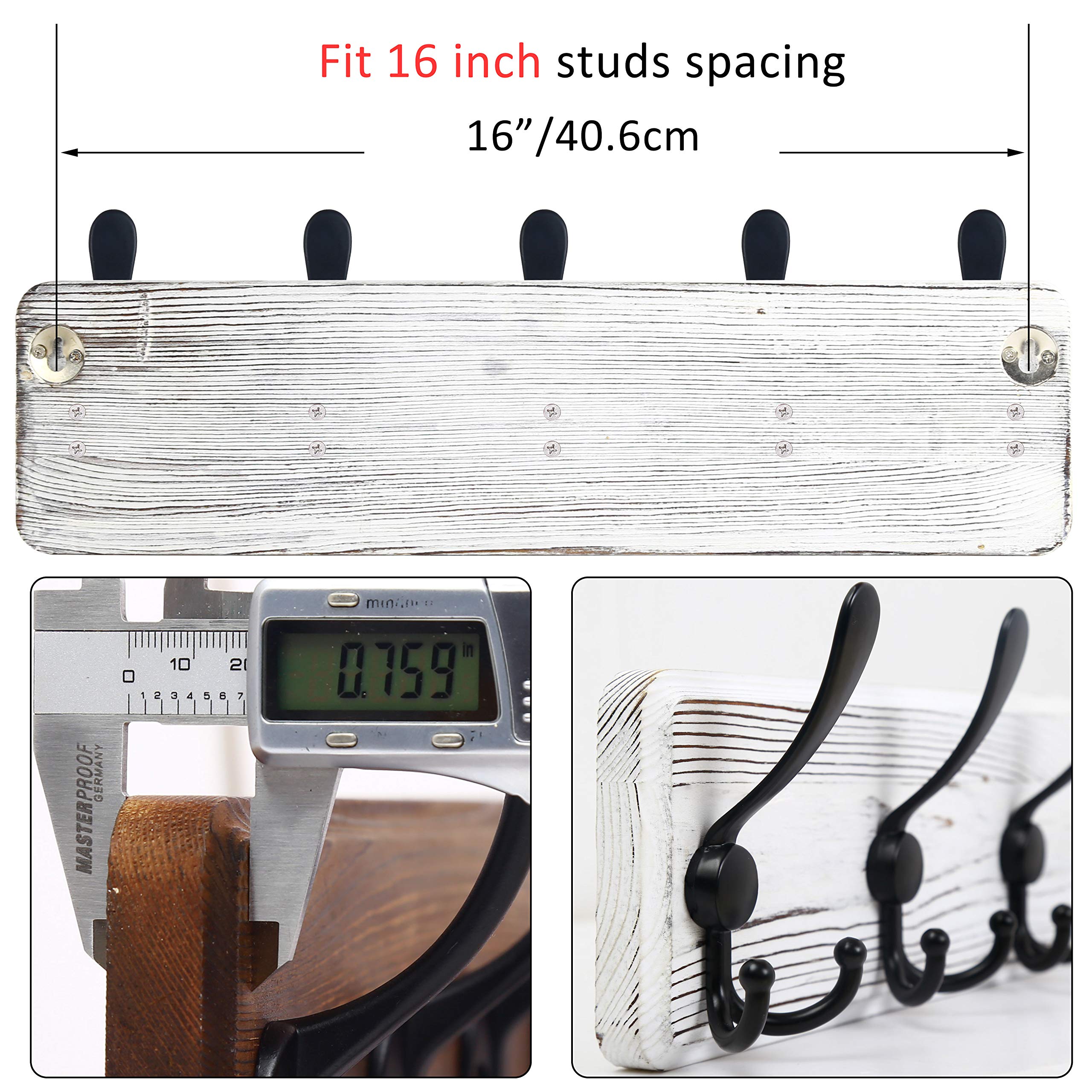 WEBI Wall Mounted Coat Rack with 5 Triple Hooks - 16