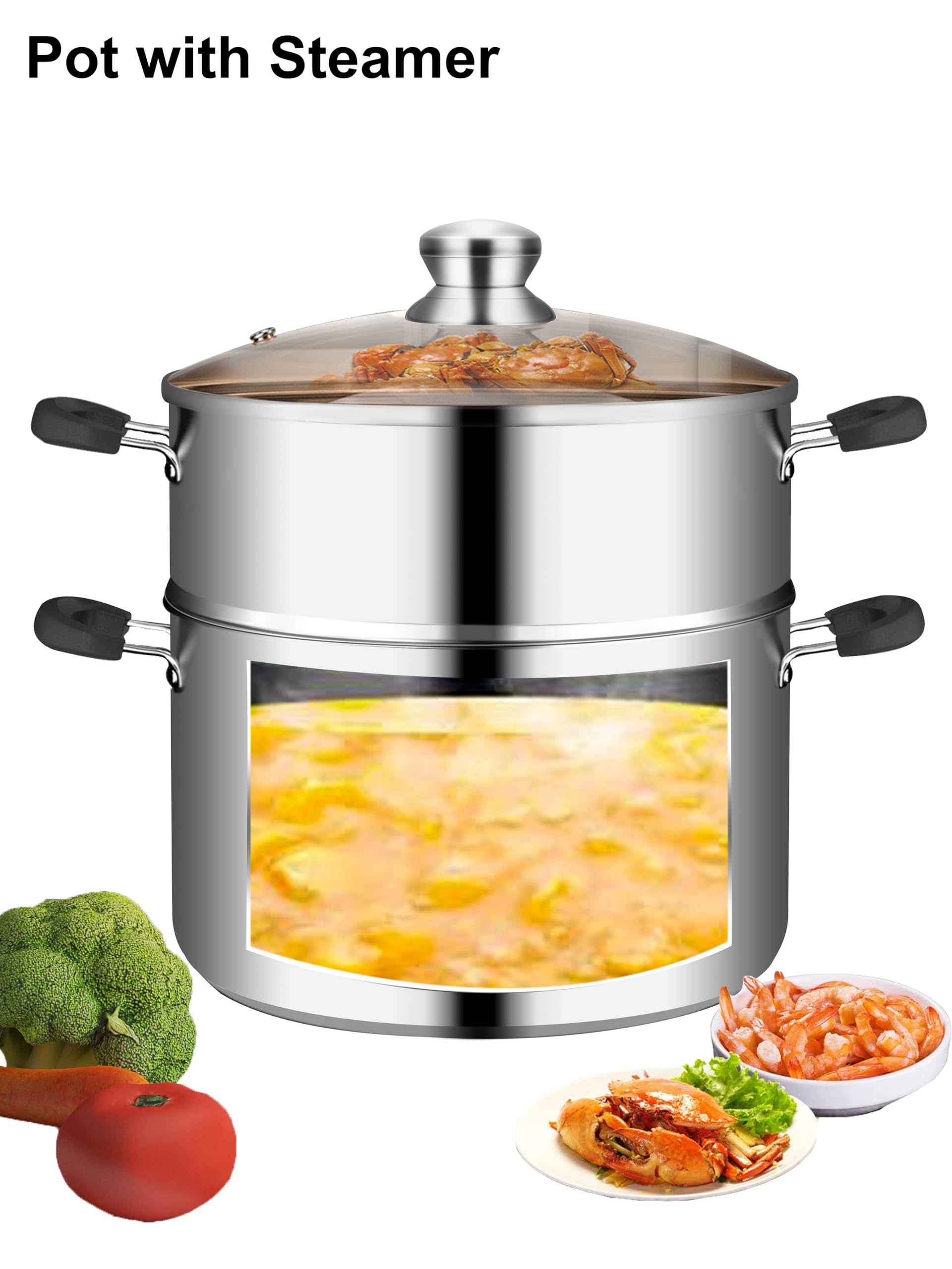 VENTION 7.1 Inch Stainless Steel Vegetable Steamer - 2.2 QT Induction-Compatible Steam Pot for Healthy Cooking | Perfect for Steaming Vegetables, Dumplings & Seafood at Home