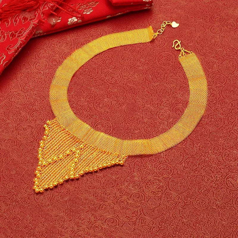 24K Pure Gold Necklace Real AU 999 Solid Gold Chain - Elegant Trendy Classic Jewelry for Women - Perfect for Parties, Weddings & Special Occasions - New 2023 Hot Sell