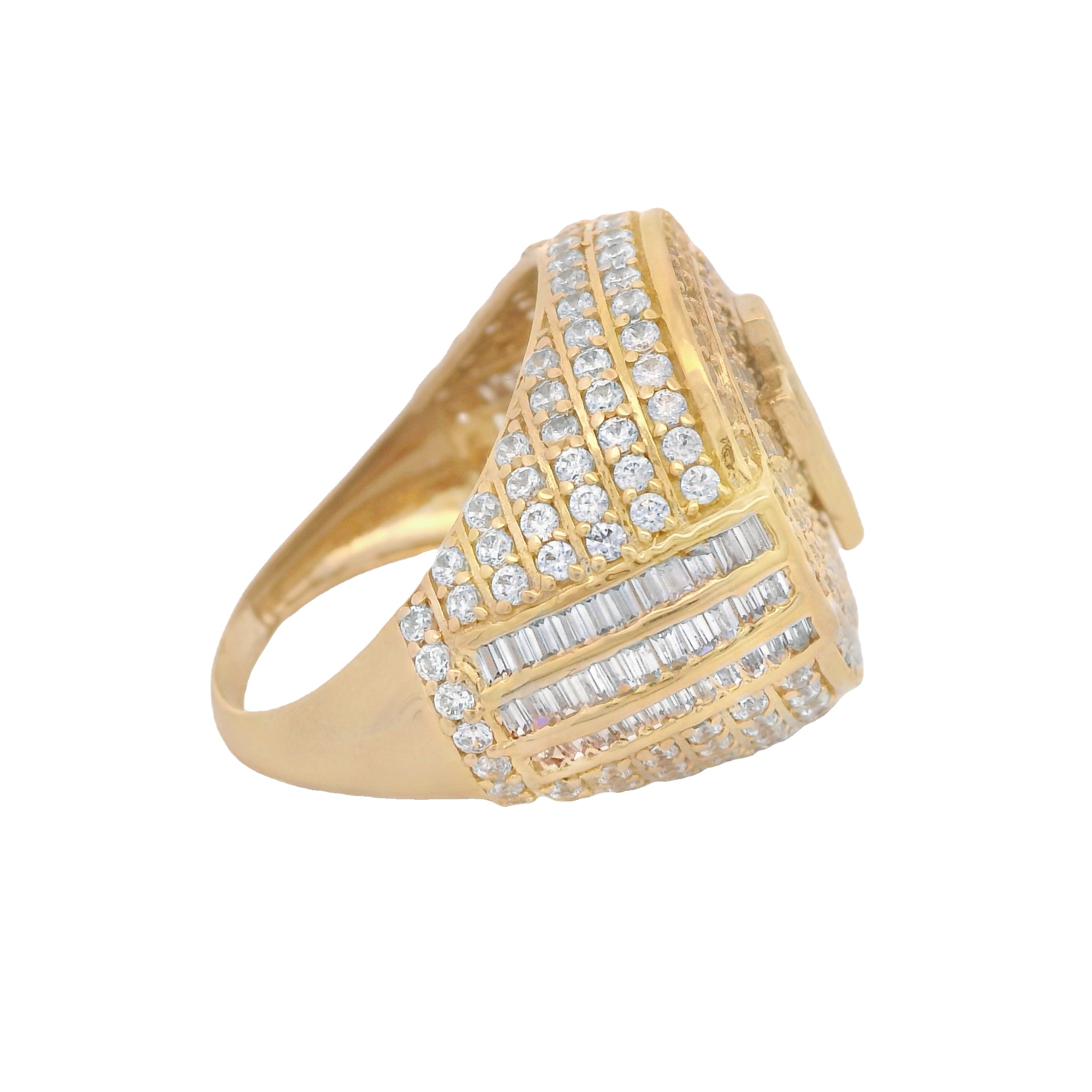 14K Gold Plated Round Cubic Zirconia Cross Ring for Women - Elegant Religious Jewelry Gift for Christmas, Baptism & Everyday Wear