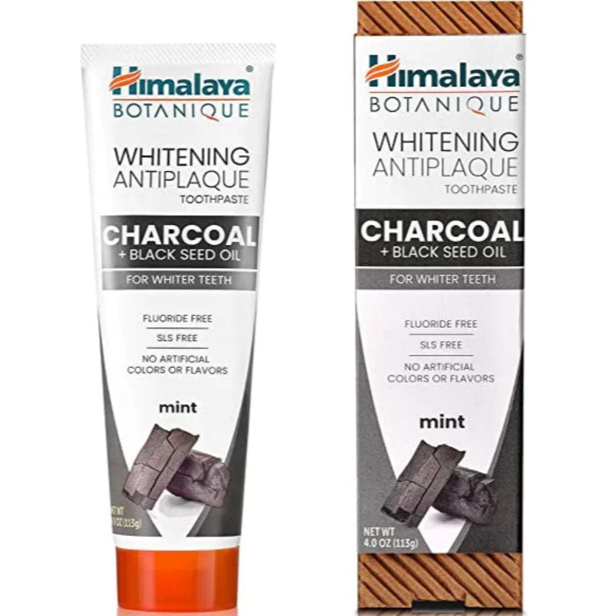 Himalaya Charcoal & Black Seed Oil Whitening Antiplaque Toothpaste 113g - Natural Teeth Whitening & Plaque Removal for Fresh Breath - Perfect for Daily Oral Care & Stain Removal