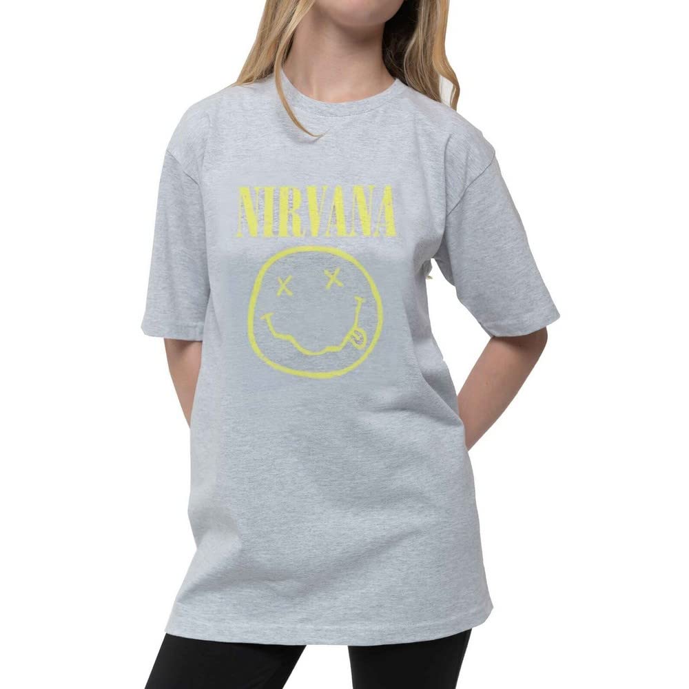 Nirvana Boys Yellow Smiley Face Graphic Tee - Soft Cotton Kids T-Shirt in White | Fun Casual Outfit for School, Playdates & Family Photos