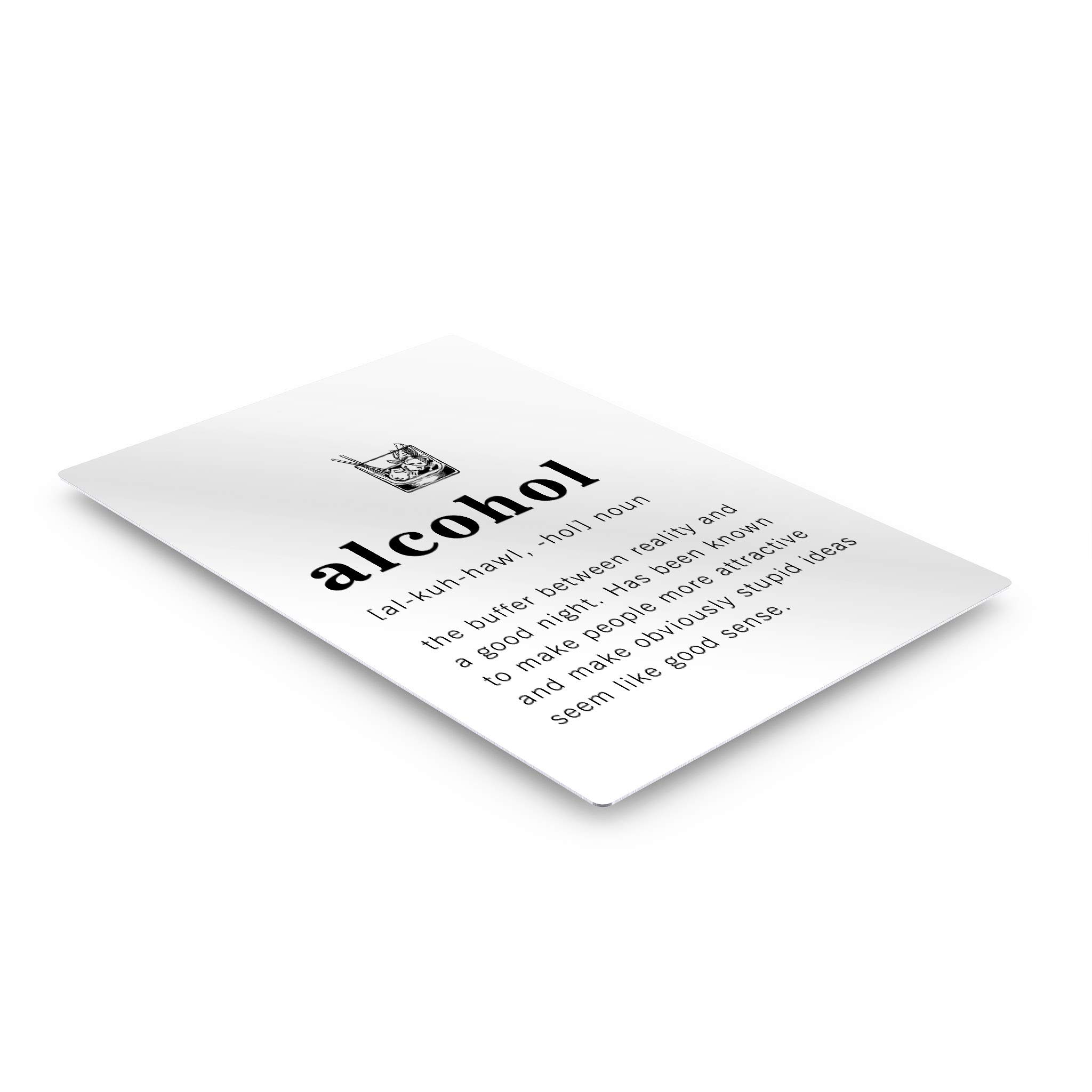 Funny Alcohol Definition Metal Print - Inspirational Quote Wall Art for Office, Living Room, Bedroom & Bathroom Decor | 36x24 Inch Ready-to-Hang Home Decor | Made in USA | Perfect for Bars, Man Caves & Gift Giving