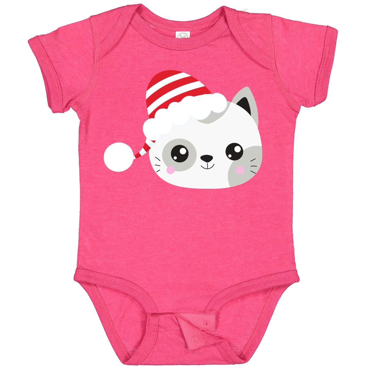 Inktastic Christmas Cat Bodysuit - Cute Santa Hat Cat Outfit for Babies & Toddlers - Perfect for Holiday Photos, Family Gatherings & Festive Celebrations