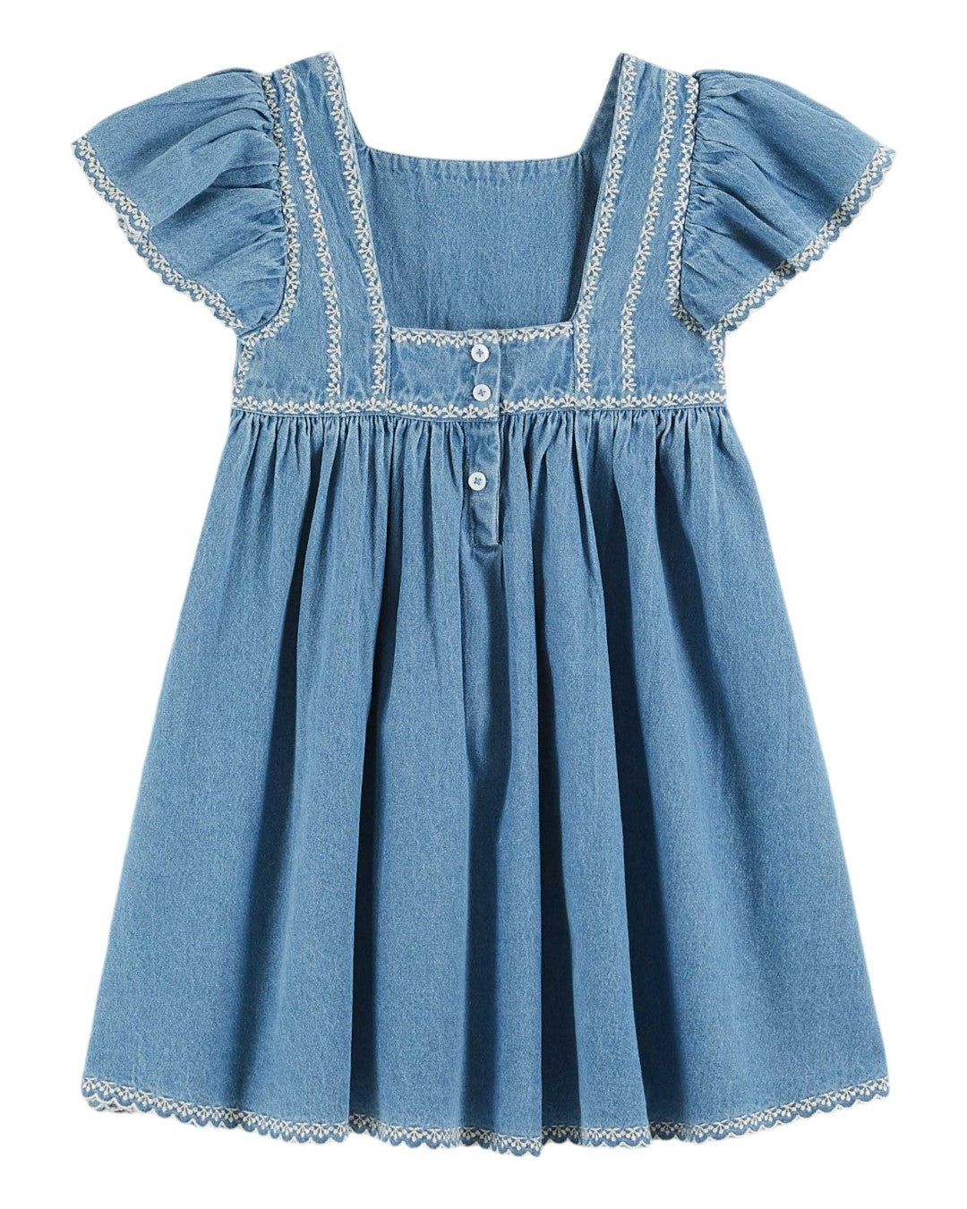 Embroidered Denim Light Dress for Women - Emile et Ida Floral Summer Dress - Perfect for Casual Outings, Beach Wear & Boho Style Fashion