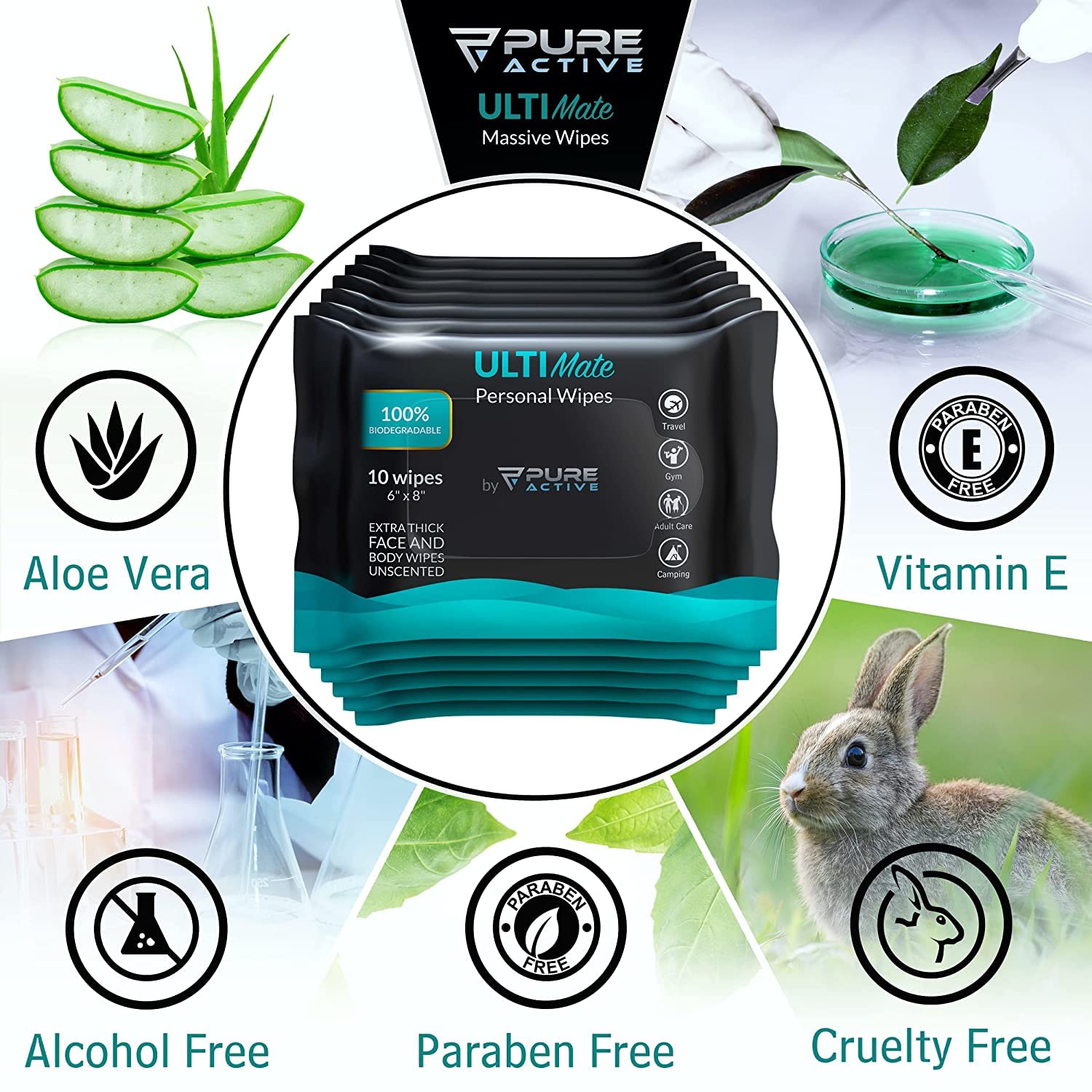 Biodegradable Shower & Face Wipes for Men - Unscented Gym, Travel & Camping Hygiene Wipes (1440 Count Multipack) | Post-Workout, Outdoor & Emergency Cleaning Solution