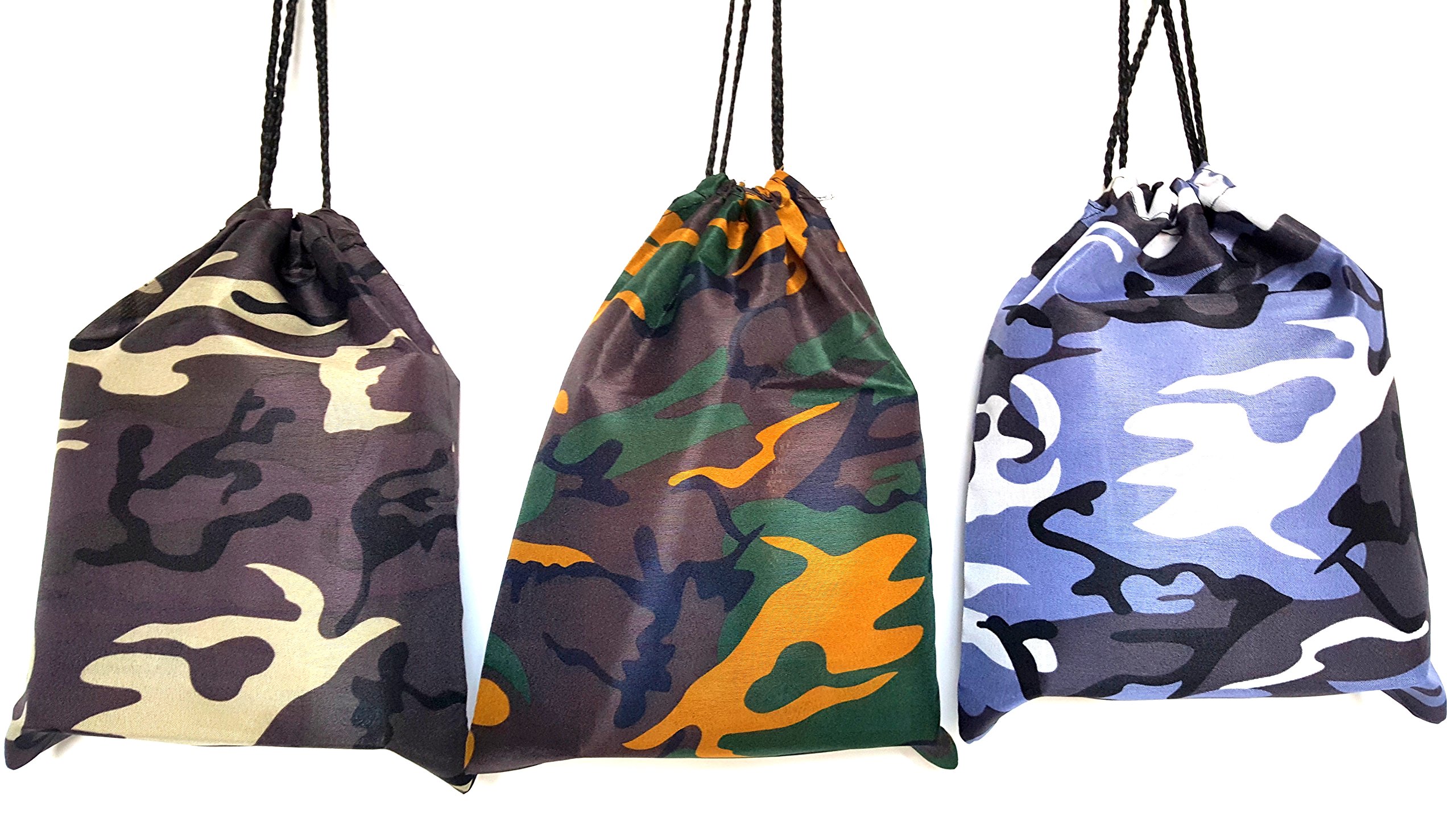 12 Pack Camouflage Drawstring Backpacks - Durable & Lightweight for School, Gym, Sports & Outdoor Activities