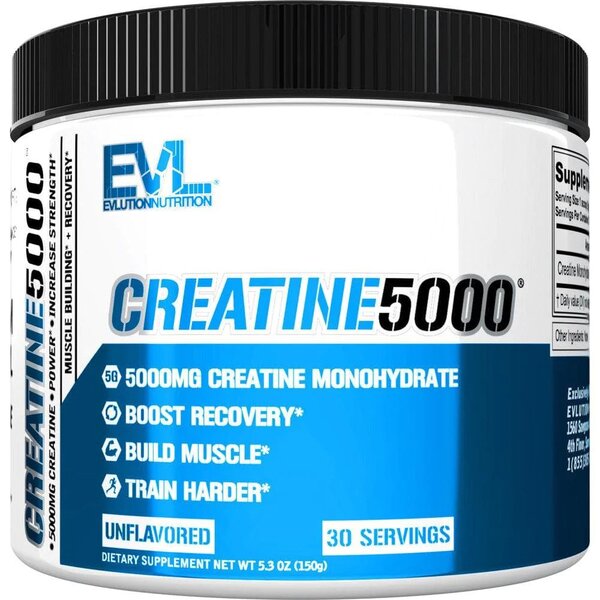 EVLution Nutrition Creatine 5000 Powder - 150g Unflavored Micronized Creatine Monohydrate for Muscle Growth & Strength | Pre-Workout & Post-Workout Supplement for Athletes & Bodybuilders