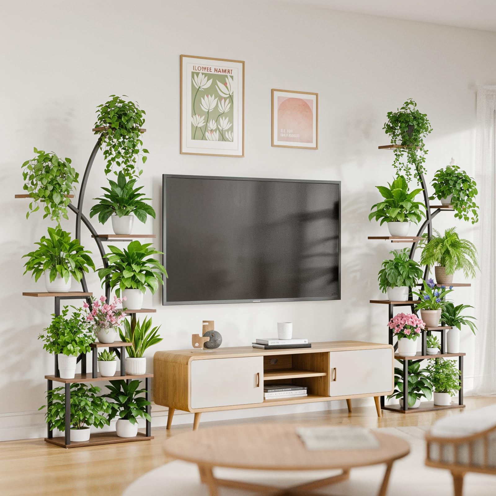 JUSTOGO 8-Tier Tall Metal Plant Stand with Grow Light - 65