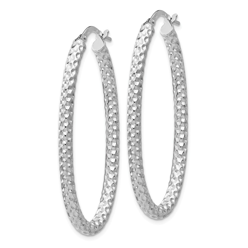 925 Sterling Silver Textured Oval Hinged Tube Hoop Earrings for Women - 42mm x 13mm, Dainty Minimalist Jewelry, Perfect for Everyday Wear, Parties & Gifts