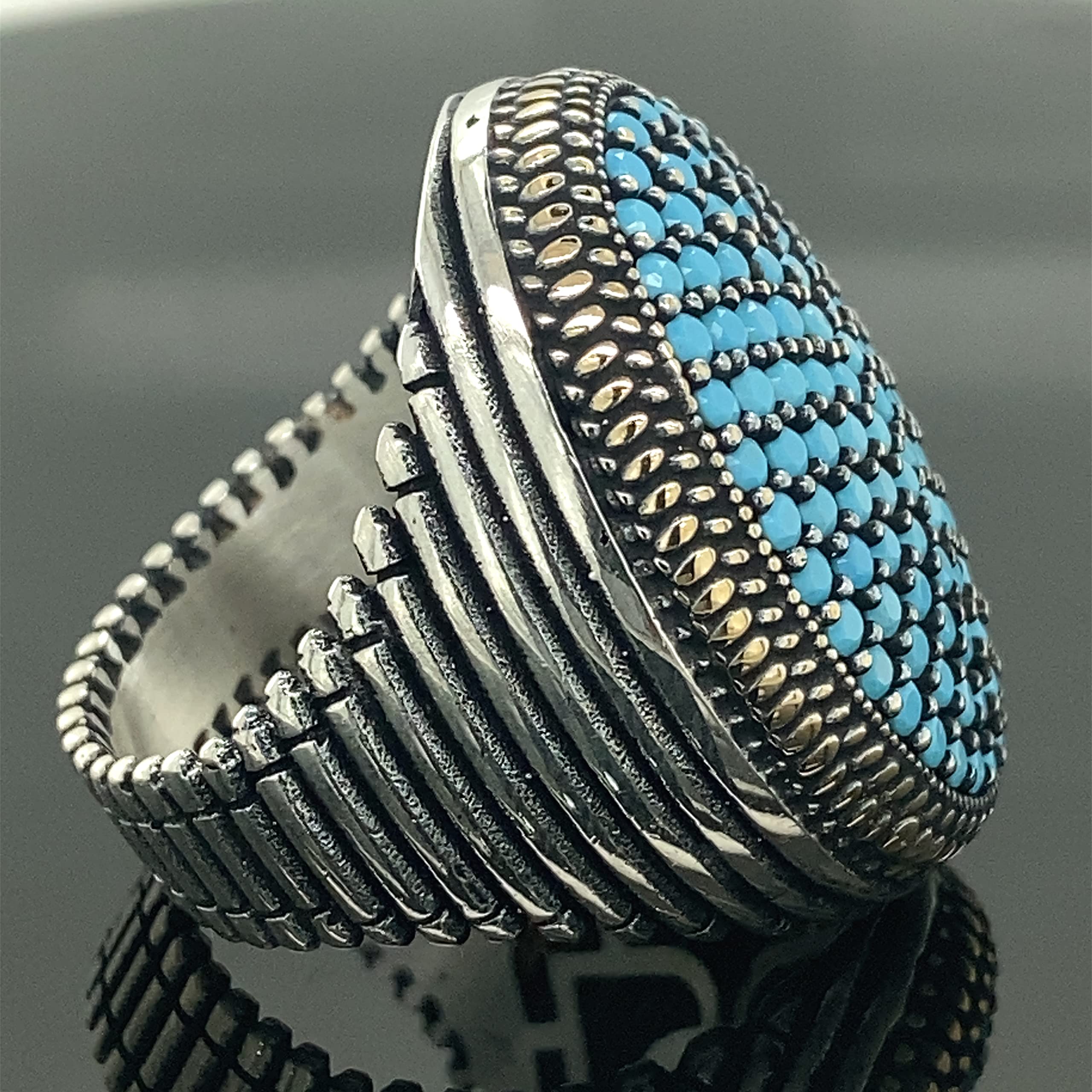 Handmade 925 Sterling Silver Turquoise Stone Ring - Ottoman Style Turkish Jewelry for Women, Gift for Her, Perfect for Weddings & Special Occasions