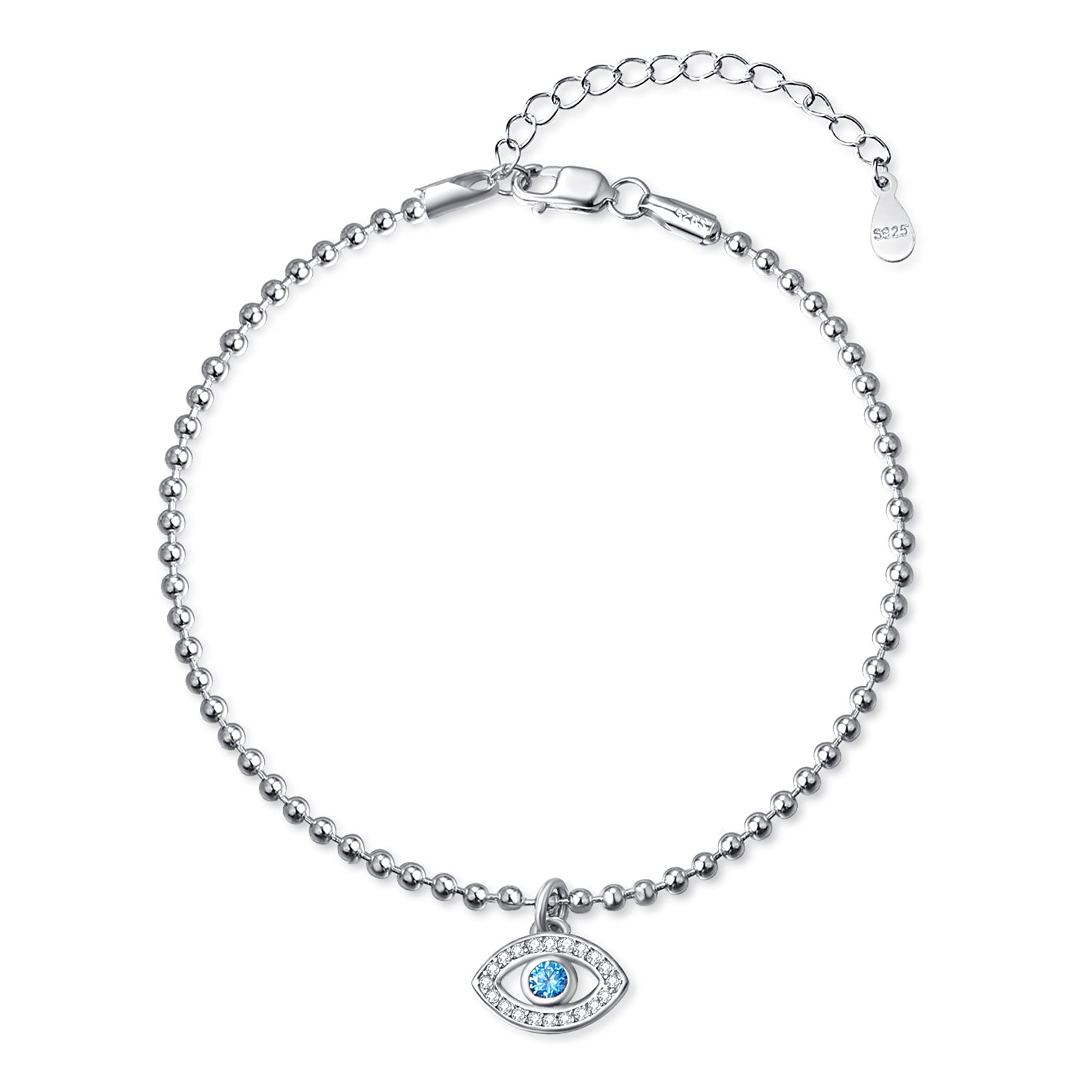 Evil Eye Bracelet for Women - Sterling Silver Protection Jewelry with Evil Eye Charm | Elegant Bangle for Good Luck & Positive Energy | Perfect for Gifts, Everyday Wear & Spiritual Healing