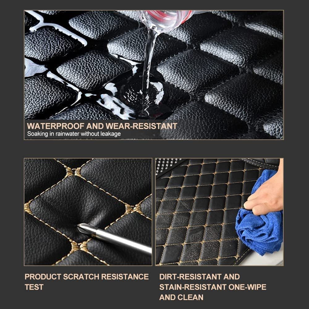 Premium Custom Fit Car Floor Mats for Ford Explorer 7-Seat 2016-2019 - Luxury Leather Waterproof Non-Slip Full Coverage Floor Liners Complete Set (Black) | Perfect for All-Weather Protection & Interior Style Enhancement