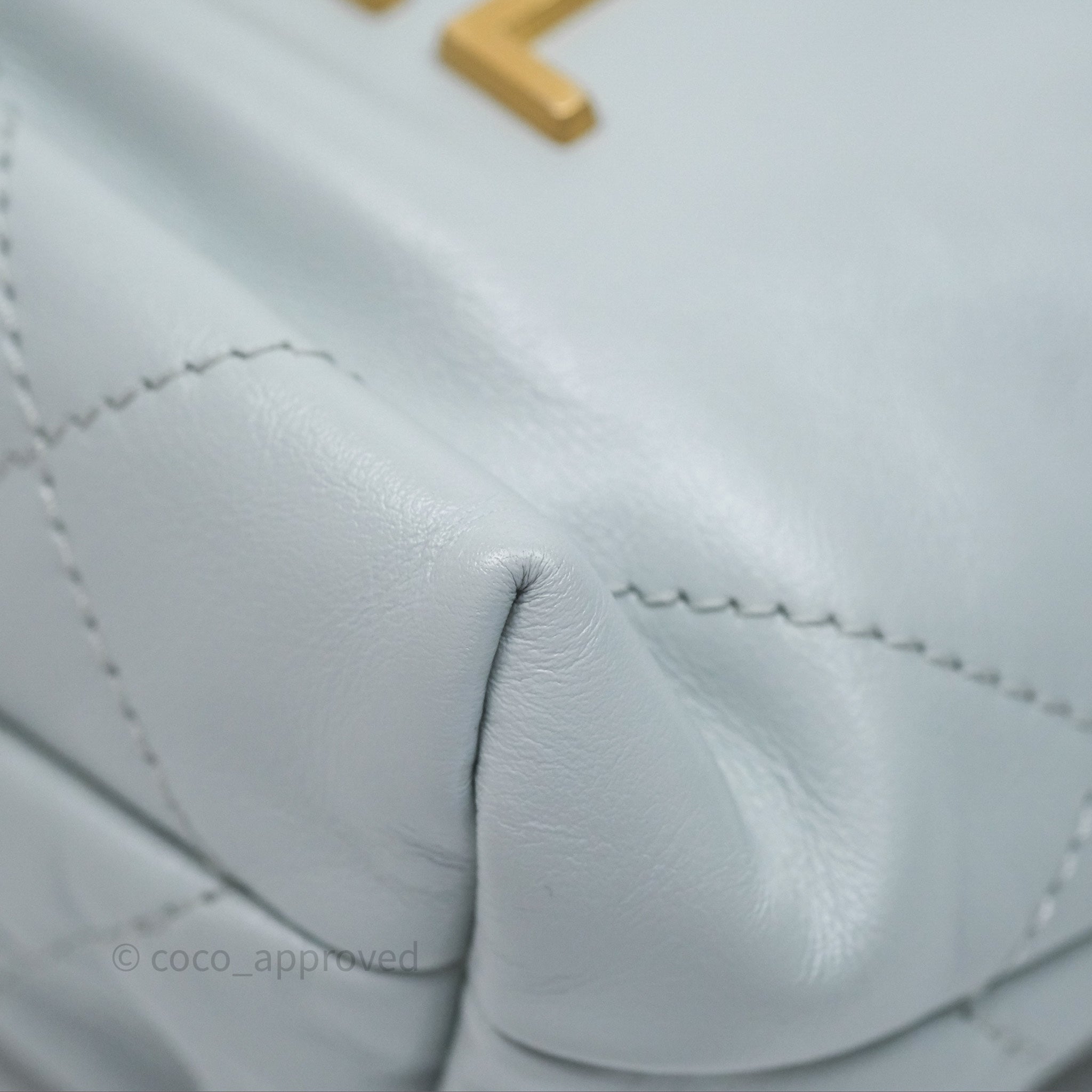 Chanel 22 Mini Bag in Blue Grey | Shiny Crumpled Calfskin Leather with Aged Gold Hardware | Luxury Crossbody Purse for Women, Perfect for Date Night & Evening Events
