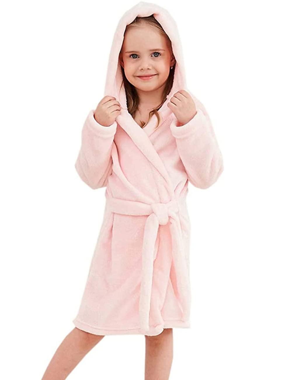 Girls Fleece Hooded Robes - Soft Premium Fuzzy Bathrobe for Kids Ages 2-12 | Cozy Winter Wear & Birthday Gift for Girls | Perfect for Bath Time, Lounging & Sleepovers