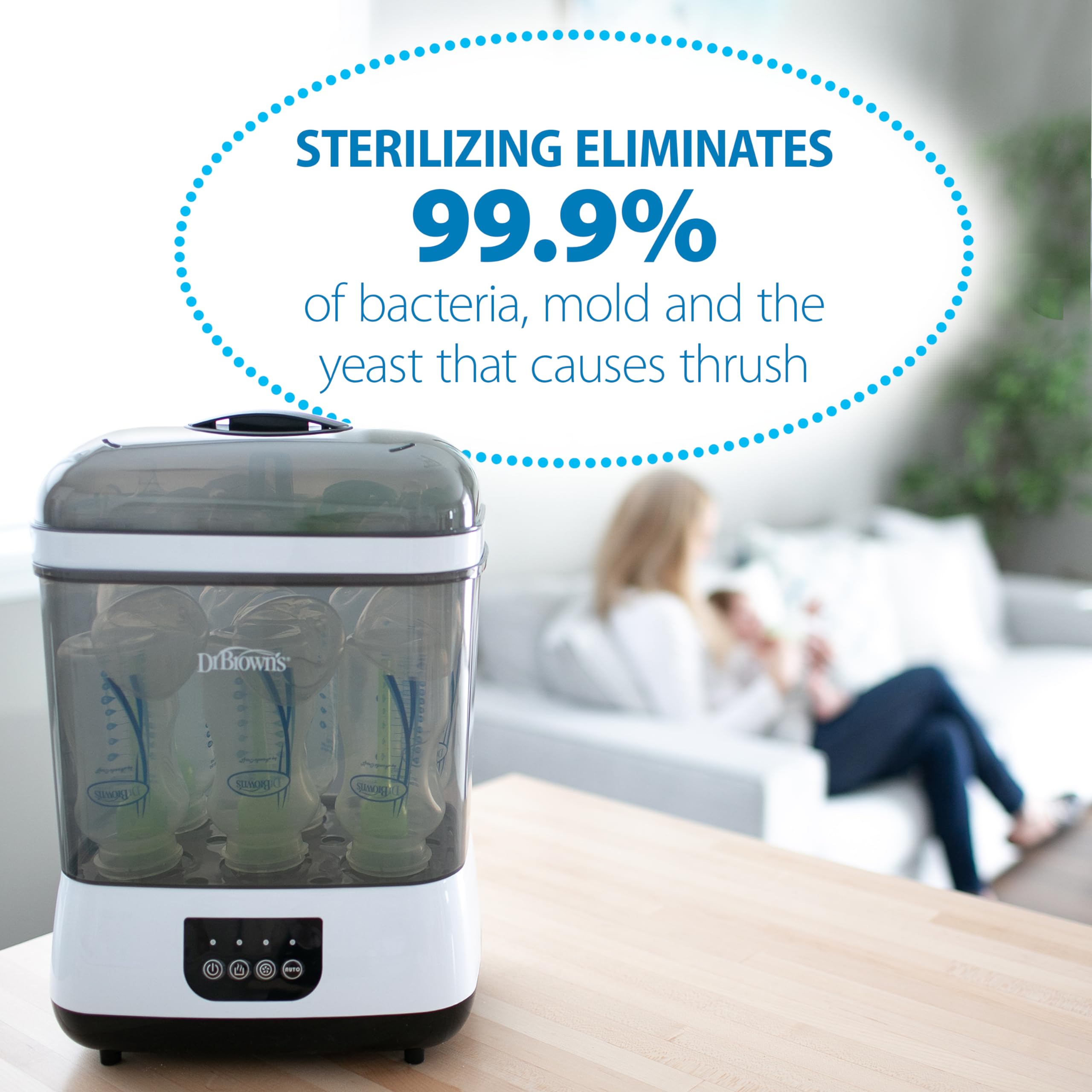 Dr. Brown's All-in-One Baby Bottle Sterilizer and Dryer - Sanitizer for Bottles, Pacifiers, Breast Pump Parts & Newborn Essentials - Perfect for Daycare, Travel & Home Use
