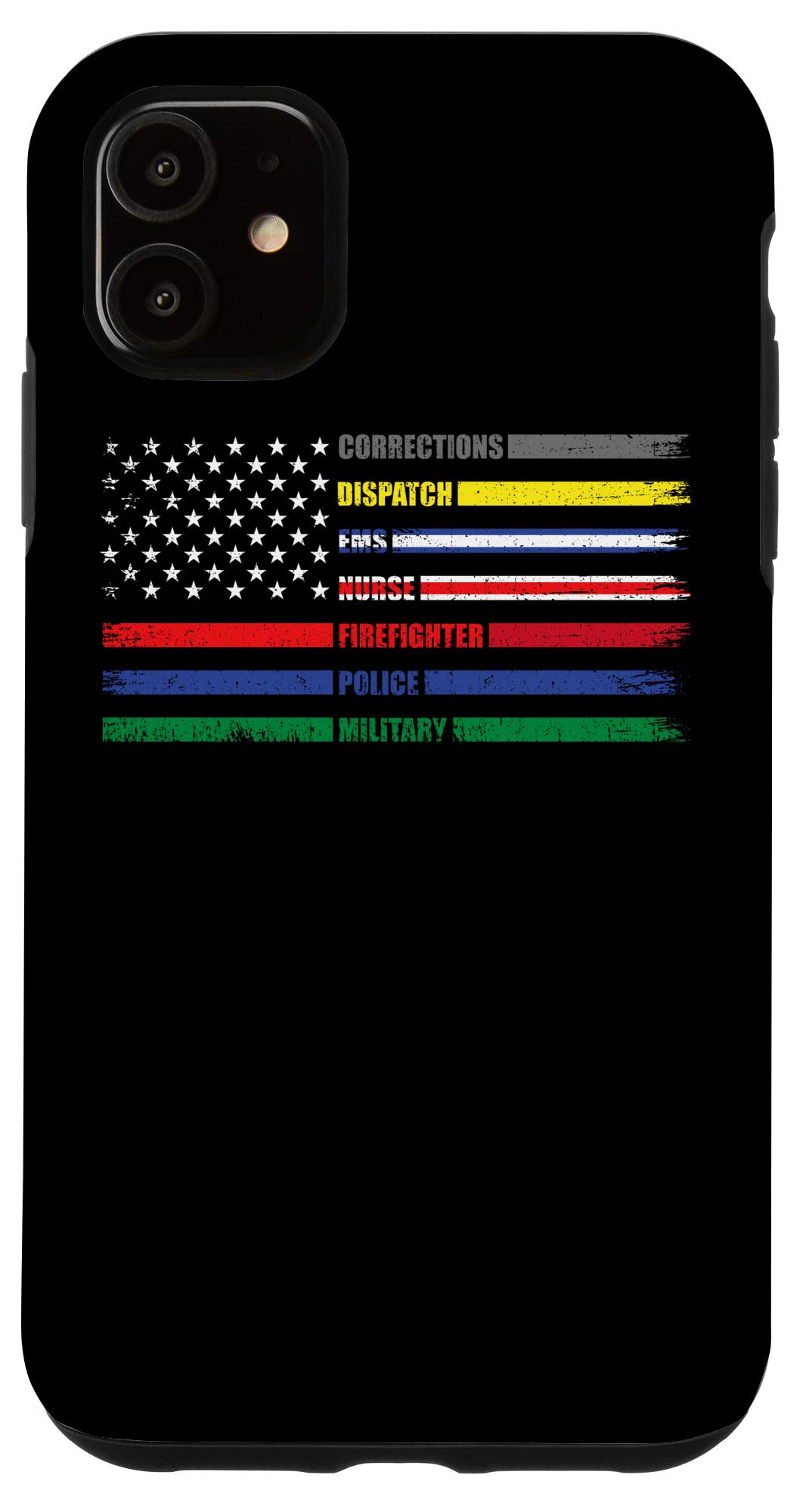 iPhone 11 Case - American Flag Design for First Responders, EMS, Police, Nurse, Military, Firefighters - Durable Protective Cover for Work & Daily Use
