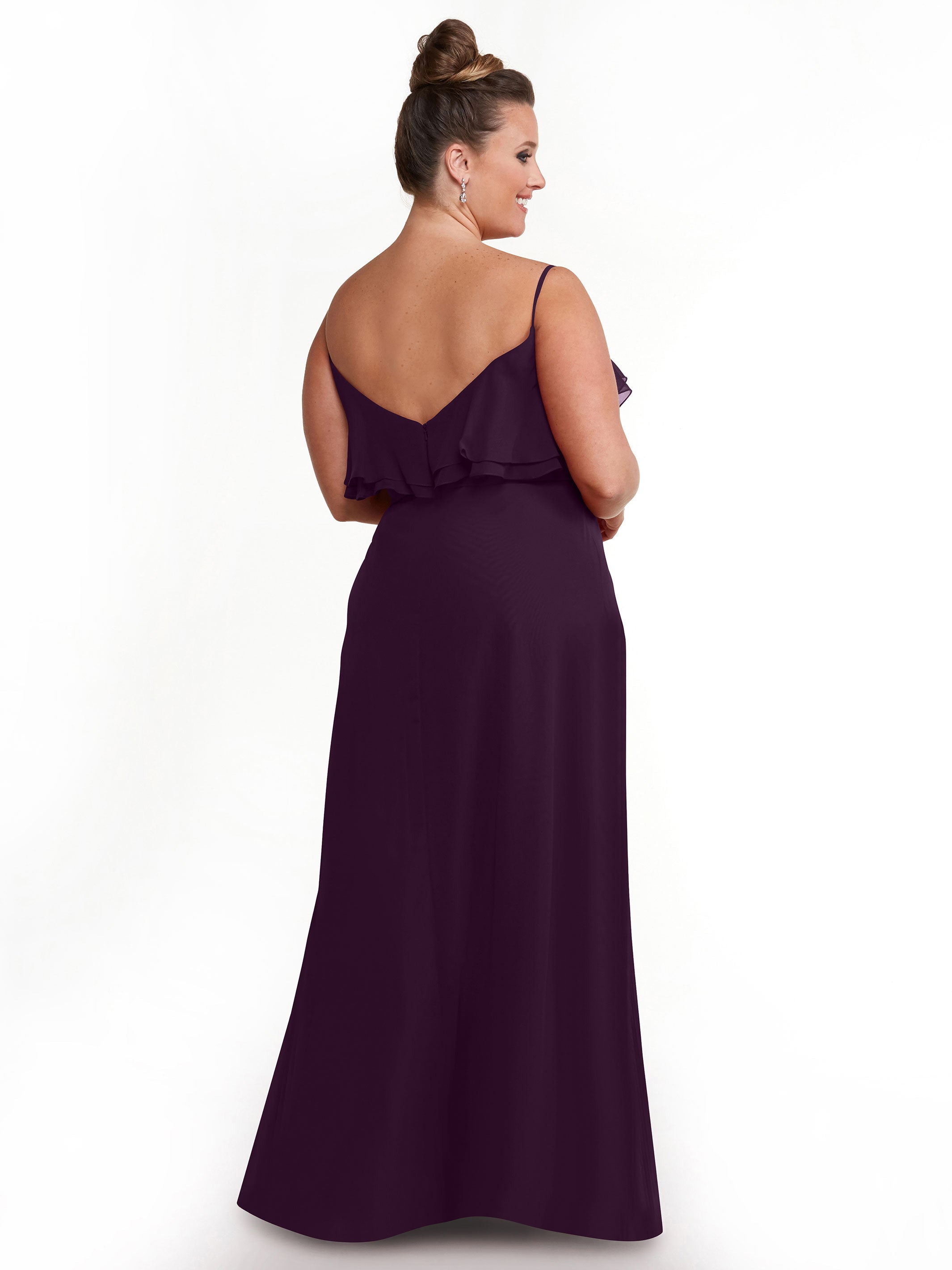 Elegant Chiffon Bridesmaid Dress with Ruffled Neckline - Perfect for Weddings, Prom & Formal Events