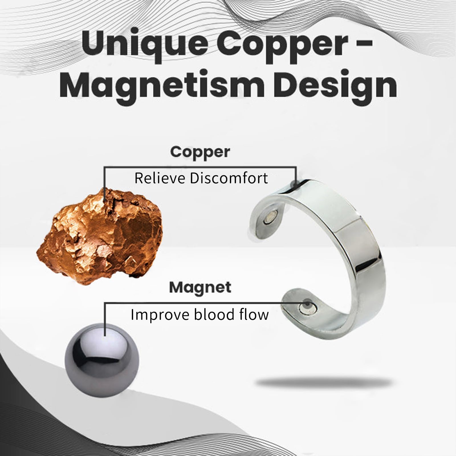 Histone CopperMag Prostate Therapy Ring for Men - Magnetic Copper Ring for Prostate Health & Wellness - Sporty Black Copper Magnetic Ring for Fingers & Thumb - Perfect for Sports, Gym & Daily Wear
