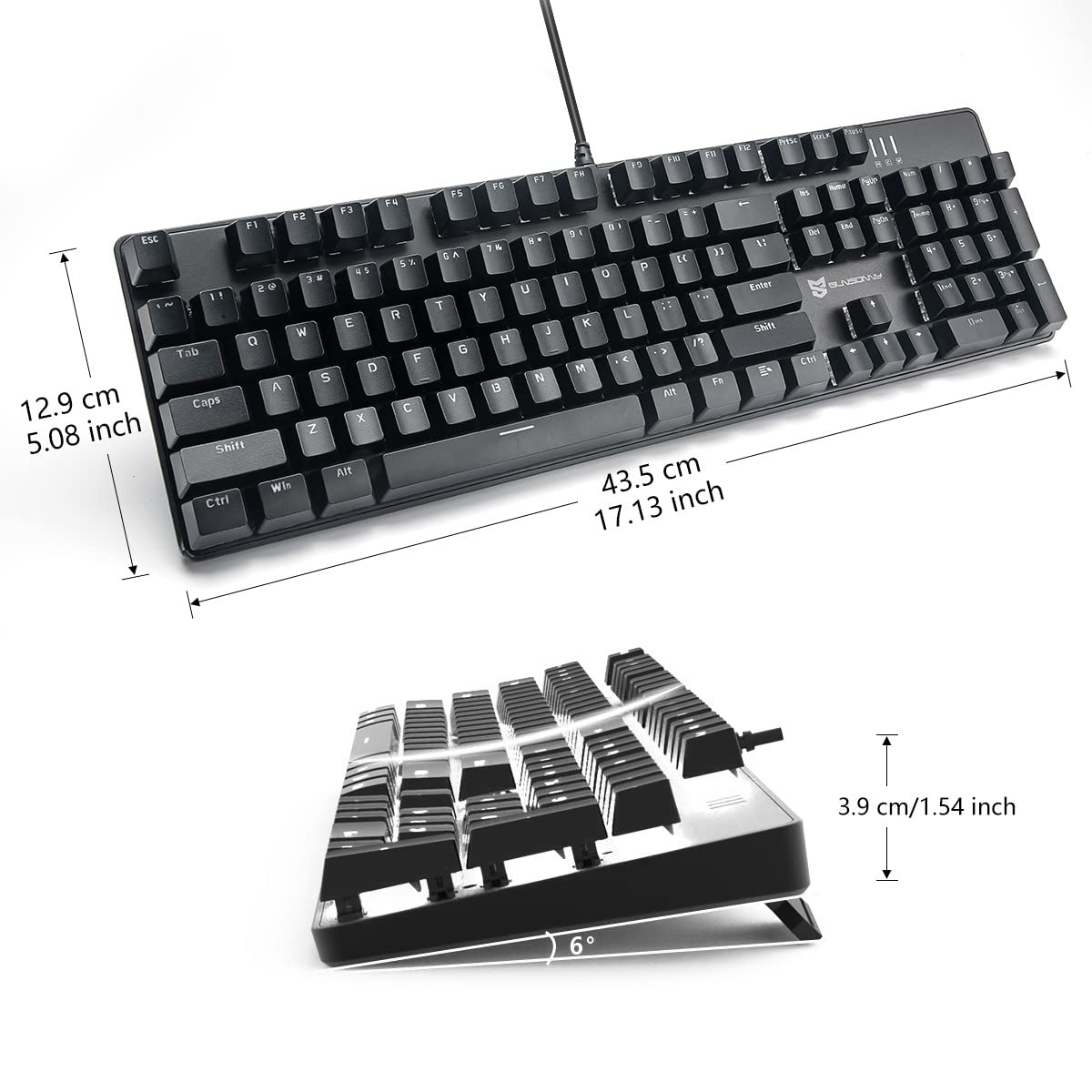 Hot Swappable Mechanical Gaming Keyboard with Ice Blue Backlight & Brown Switches - 104 Key Wired Keyboard for PC Gaming | Perfect for FPS, MOBA & Typing Enthusiasts