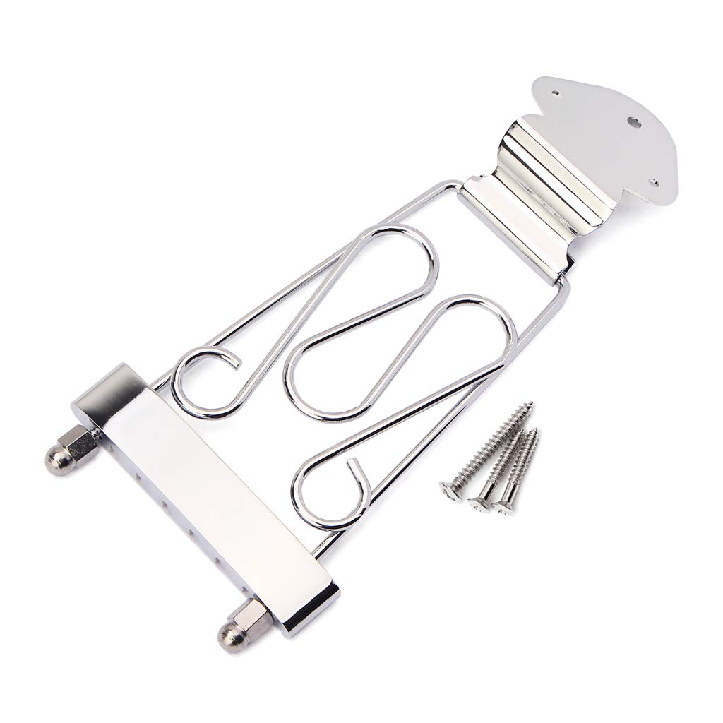 Alnicov 6-String Electric Guitar Tailpiece with Wired Frame - Chrome Hollow/Semi-Hollow Body Replacement Part for Jazz & Blues Performances