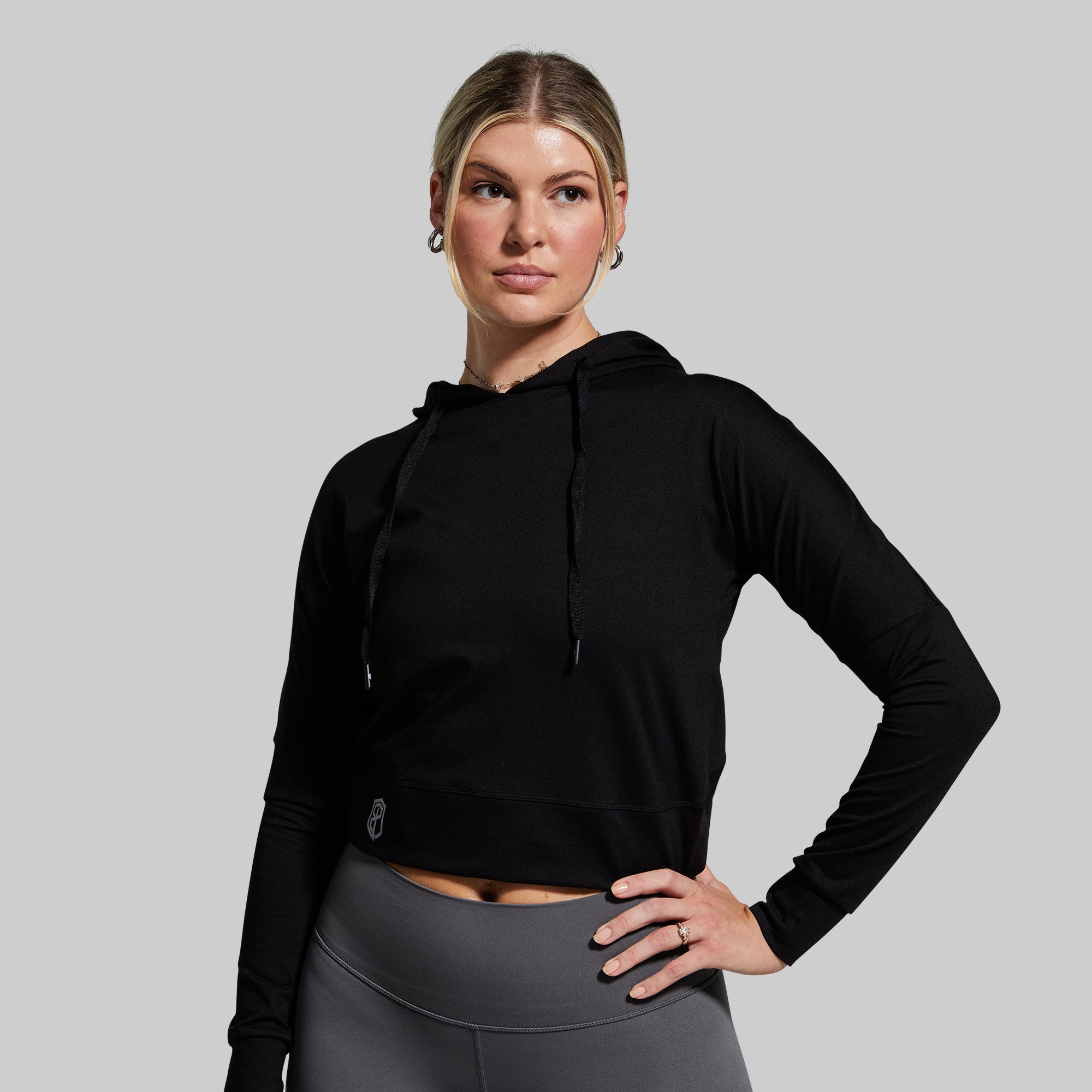 Criss Cross Crop Hoodie for Women - Black Oversized Pullover Sweatshirt | Trendy Streetwear for Casual Outfits, Gym, and Lounge Wear