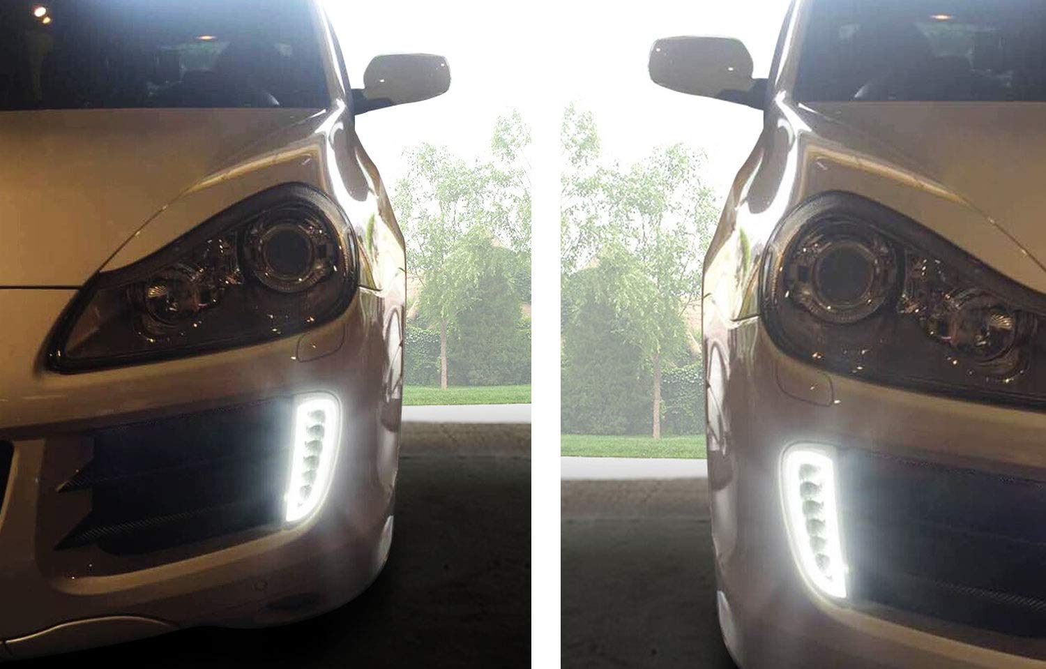 iJDMTOY Clear Lens LED Daytime Running Lights Assembly with Turn Signal Lamps - Compatible with 2007-2010 Porsche Cayenne | OEM Fit DRL LED Lights | Perfect for Night Driving & Enhanced Safety