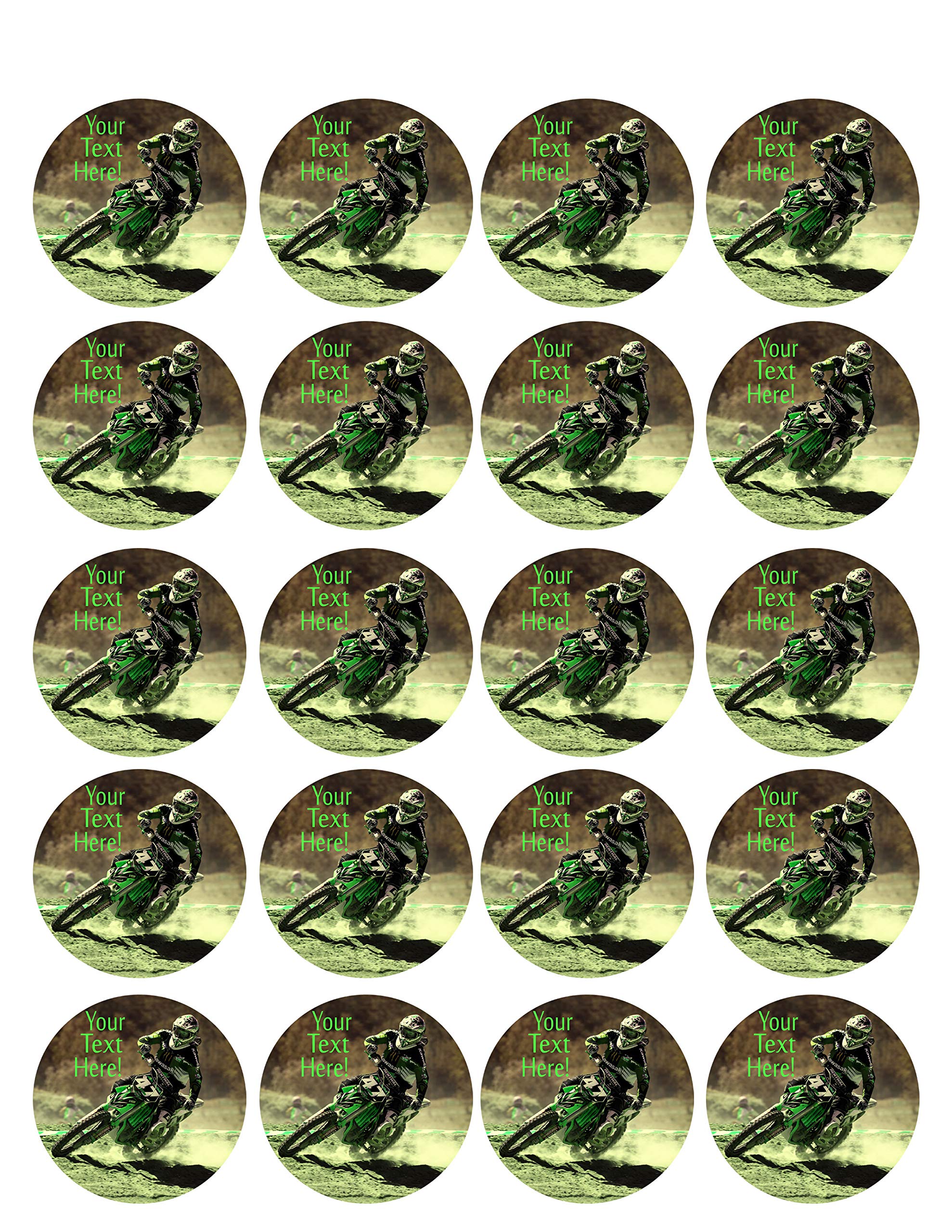Edible Motocross Racer Cupcake Toppers - 1.8 Inch Fondant Decorations (20 Pieces/Sheet) for Birthday Parties, Baby Showers & Motorcycle Themed Events