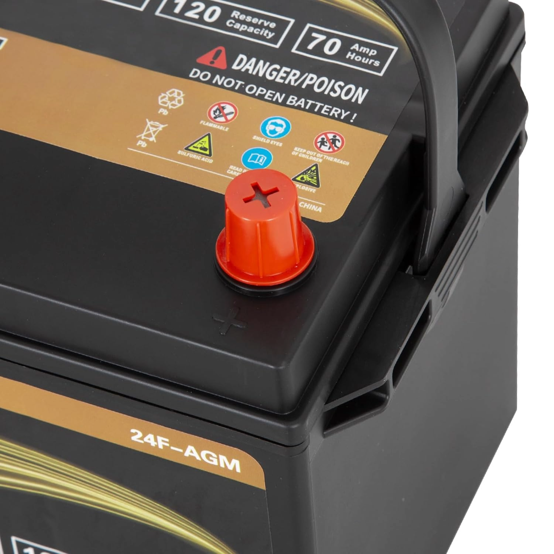 WEIZE Wise Series 24F AGM Car Battery - 12V 70Ah 710CCA Deep Cycle Automotive Replacement Battery for Trucks, SUVs, and Marine Vehicles - Perfect for Off-Roading, Boating, and Heavy-Duty Applications