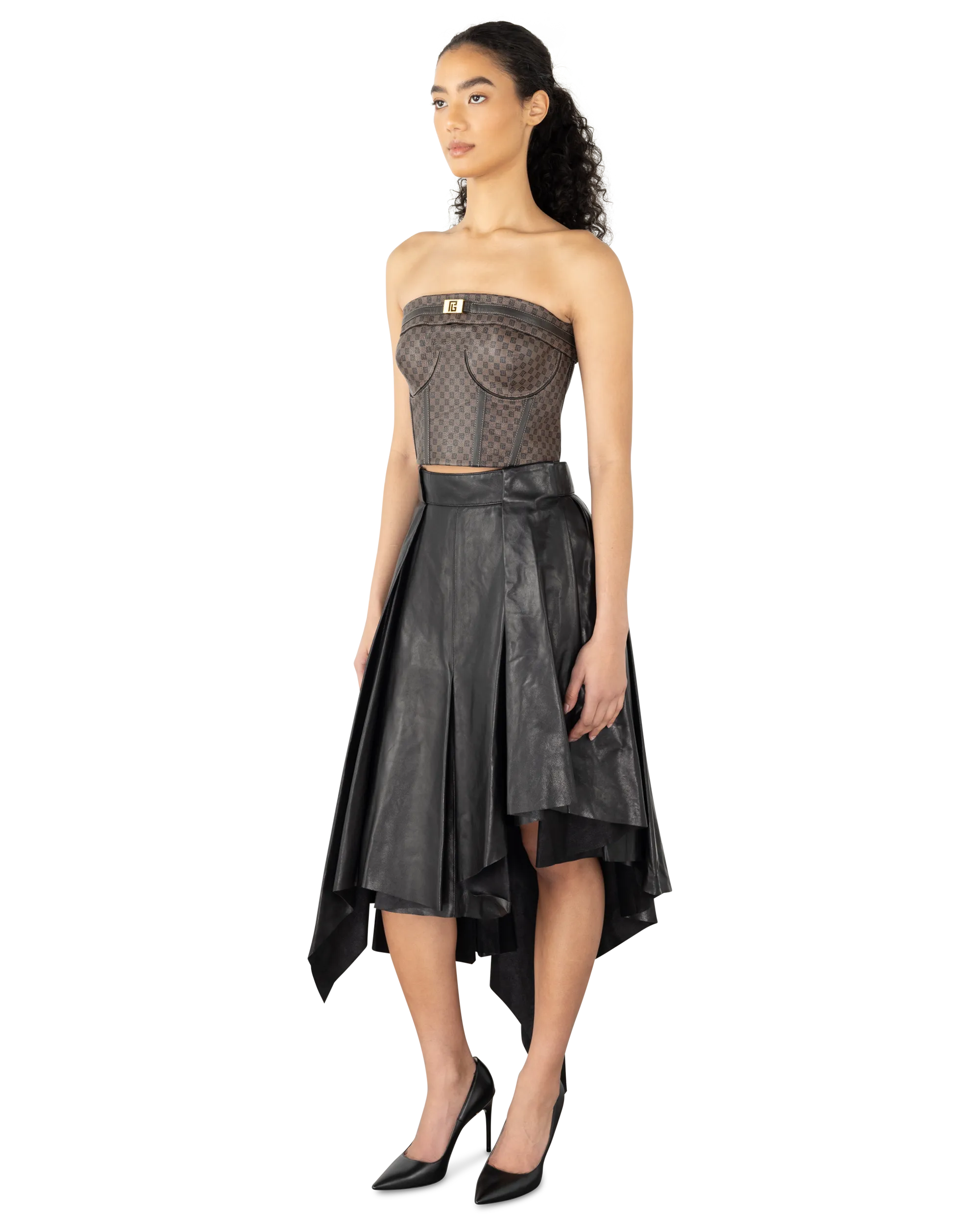 Mini Monogram Leather Bustier Top - Sexy Corset Style Top for Women, Perfect for Night Out, Date Night & Party Wear