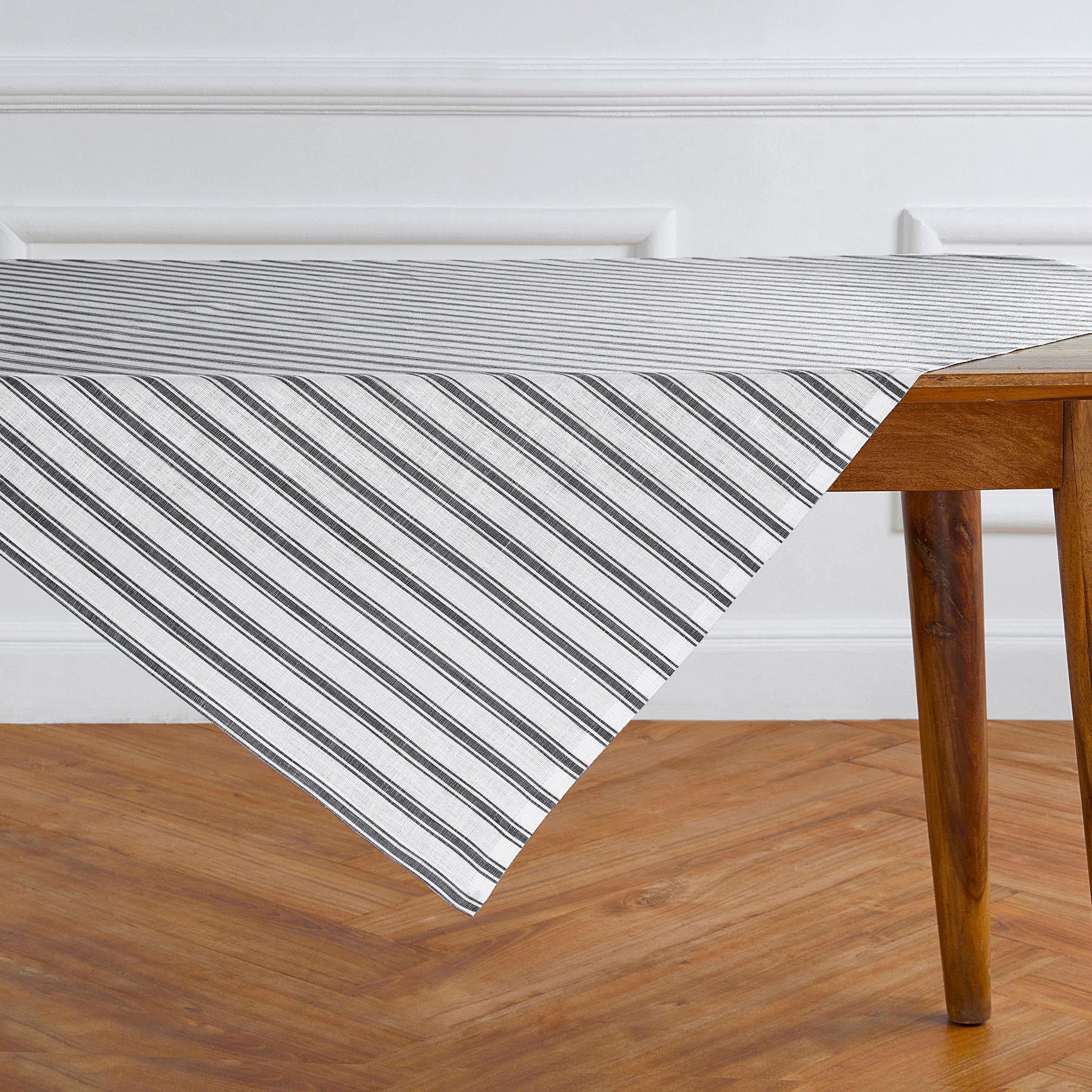Stylish Capri Ticking Stripe Table Throw - Cotton Blend Tablecloth for Dining Room, Kitchen, and Outdoor Picnics