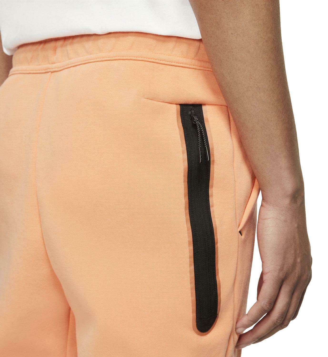 Nike Sportswear Men's Washed Tech Fleece Joggers Pants - Orange Frost/Black, Large Size | Comfortable Athletic Sweatpants for Running, Gym & Casual Wear