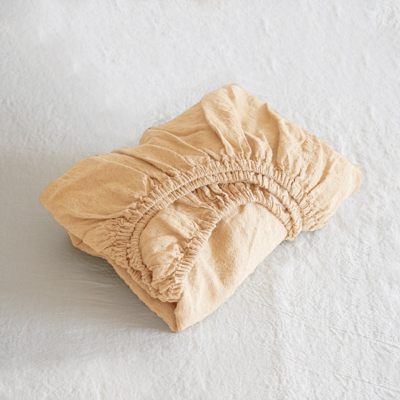 Premium 100% Linen Fitted Sheet - Queen Size, Natural Breathable & Wrinkle-Resistant Bed Sheet Set - Perfect for Hot Sleepers, Allergy Sufferers & Eco-Friendly Homes