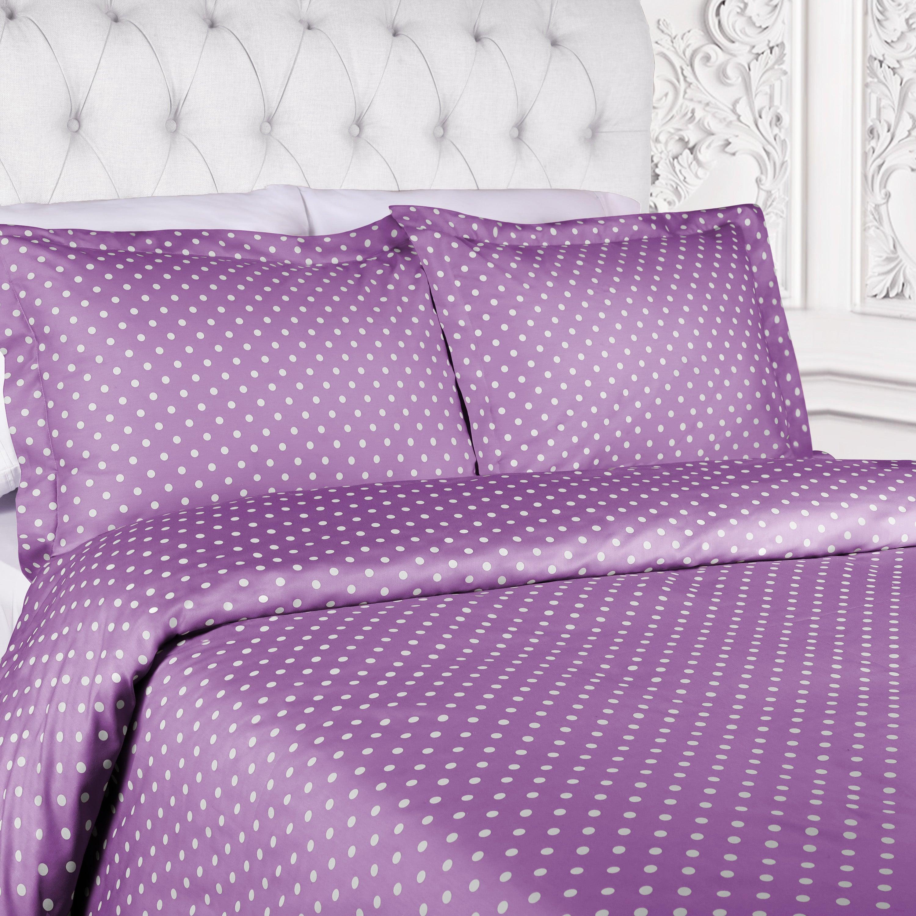 Premium 600 Thread Count Cotton Blend Polka Dot Duvet Cover Set - Soft & Breathable Bedding for Cozy Nights - Perfect for Master Bedroom, Guest Room & Dorm Decor