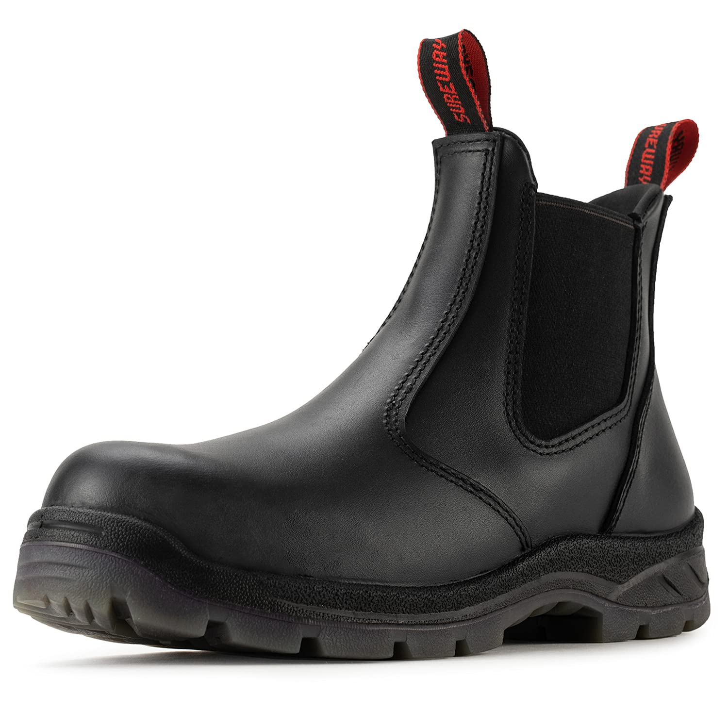 SUREWAY Men's Slip-On Work Boots - Water Resistant, Static Dissipative Safety Shoes for Firefighters, Mechanics & Construction Workers | Industrial Chelsea Boots for Workplace & Outdoor Use