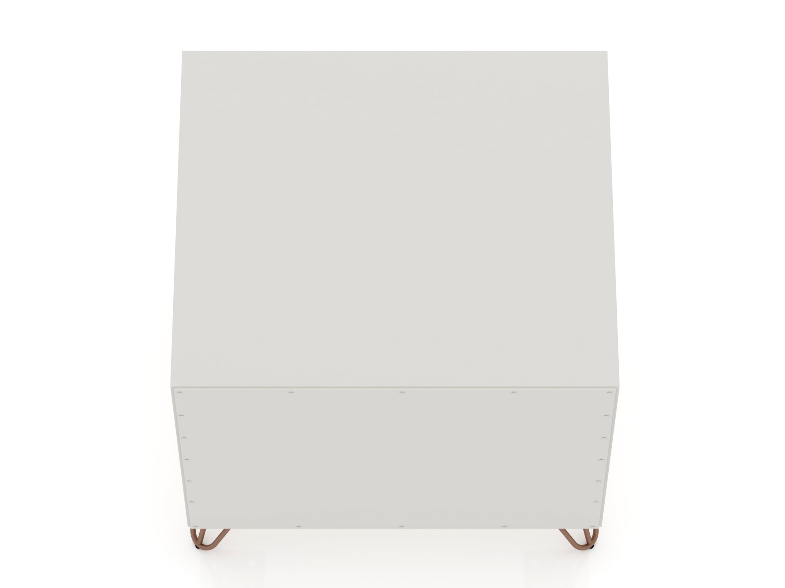 Manhattan Comfort Rockefeller Nightstands - Set of 2 with Drawer & Cubby Storage | Mid Century Modern Bedside Tables | Functional Bedroom & Living Room Furniture | Off White Finish | Perfect for Small Spaces & Apartment Living