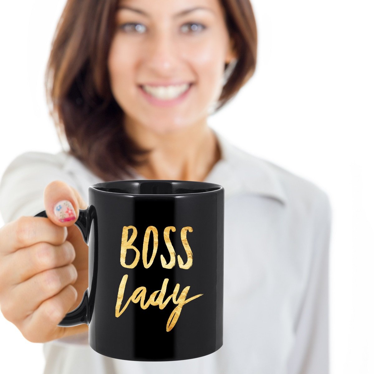 Boss Lady Coffee Mug 11oz - Black Ceramic Cup for Women | Office & Home Use