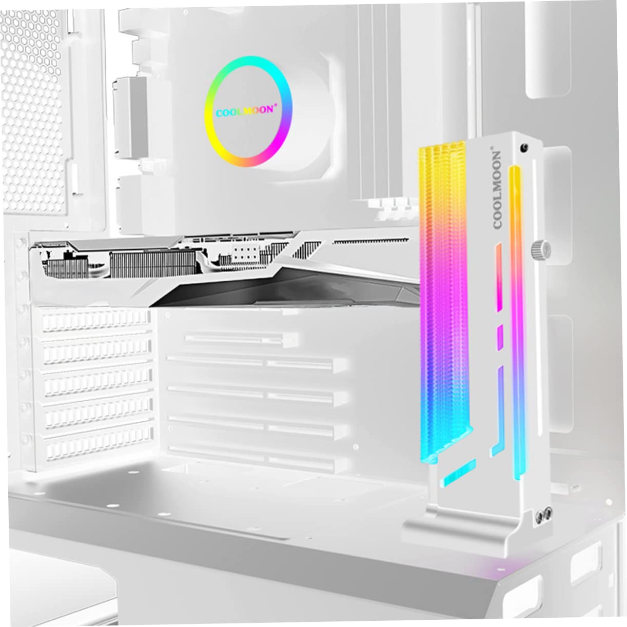 2-Pack Uonlytech Aluminum Alloy Magnetic GPU Bracket - White Computer Case Graphics Card Support Stand Holder for PC Gaming Setup | Perfect for Gaming Rigs, Workstations & Custom PC Builds
