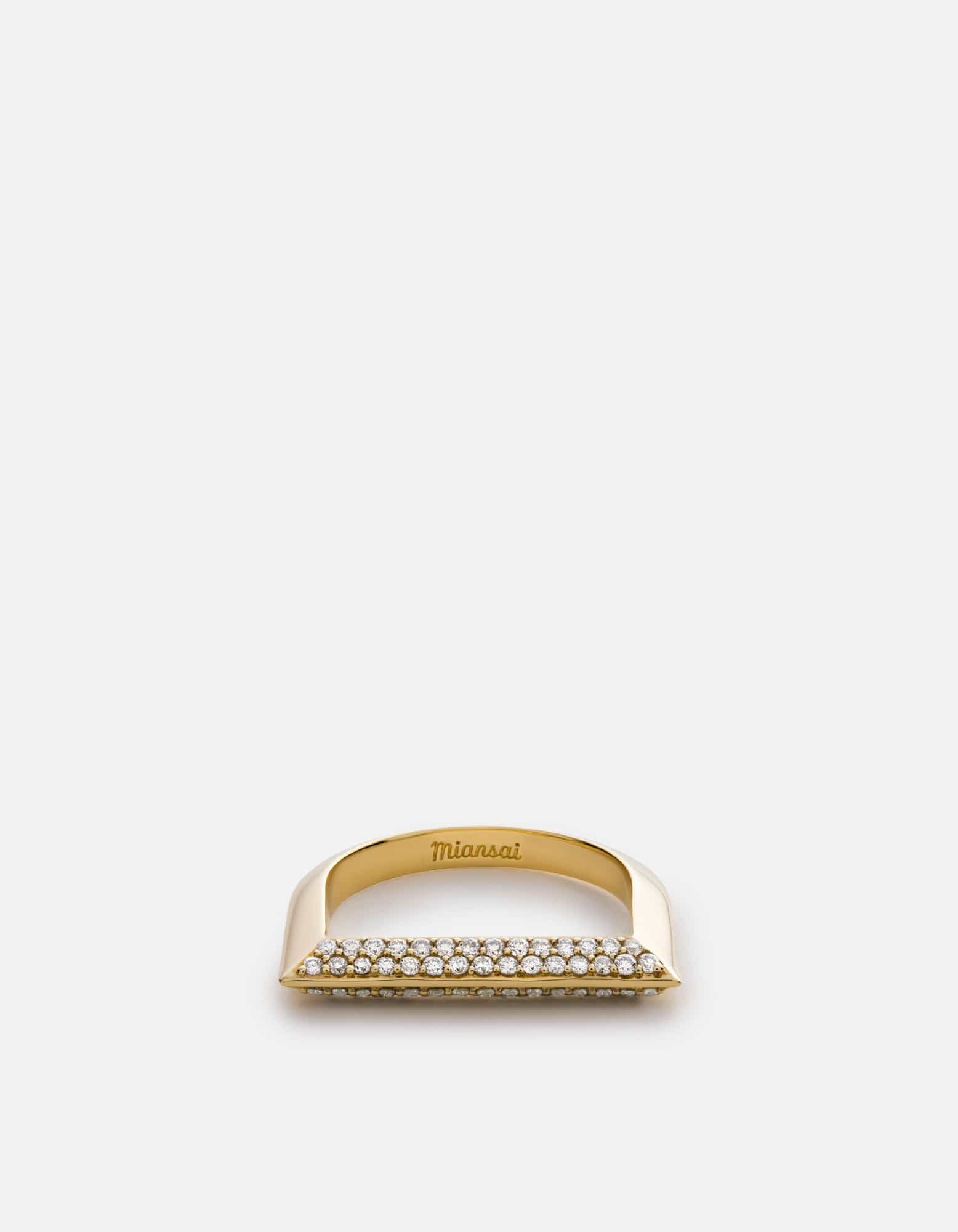 14K Gold Pavé Bar Ring for Women - Elegant Stackable Jewelry for Everyday Wear & Special Occasions