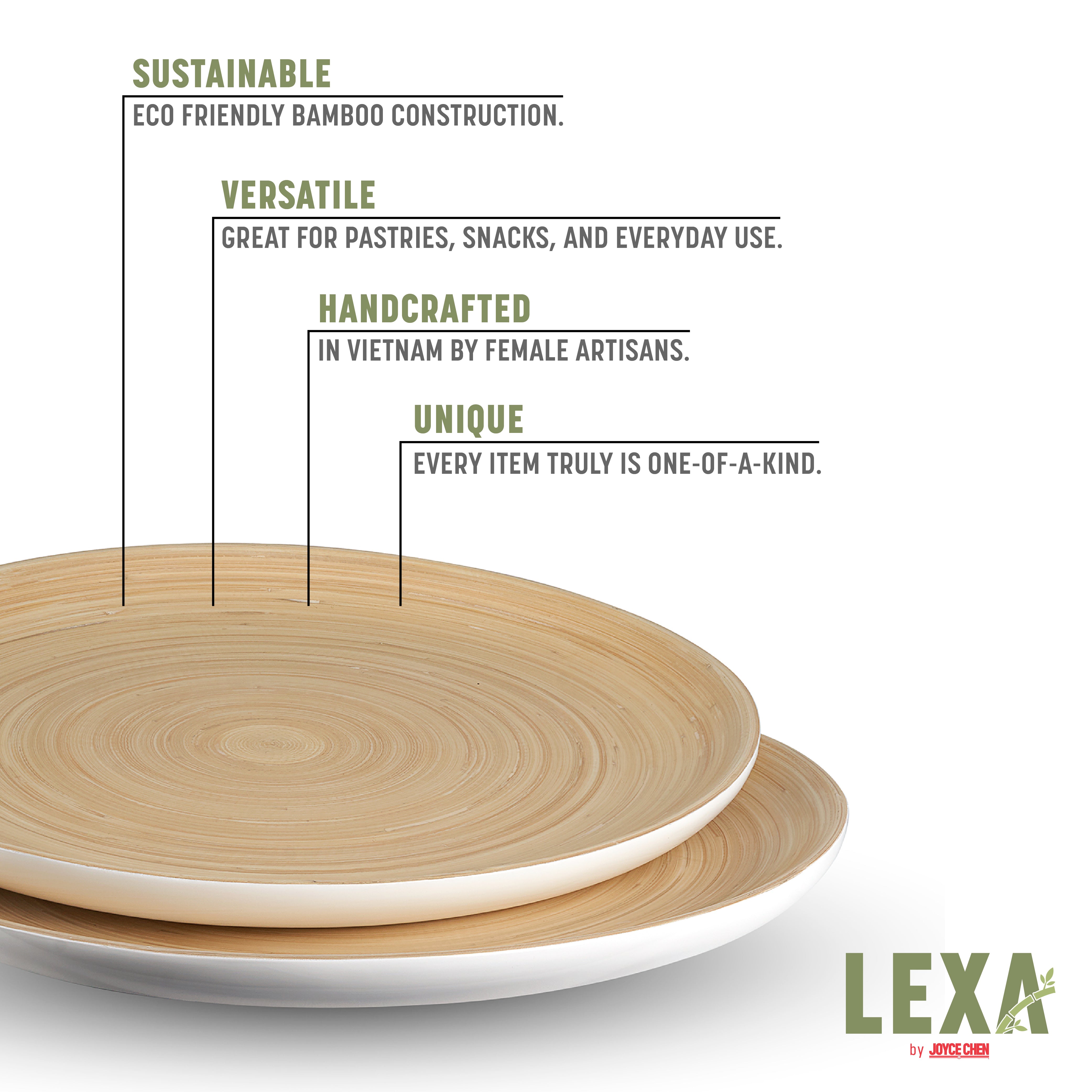 Lexa 12 Inch Bamboo Serving Tray Set - Elegant Wooden Appetizer Platter for Cheese, Fruits & Charcuterie - Perfect for Entertaining, Weddings & Home Decor