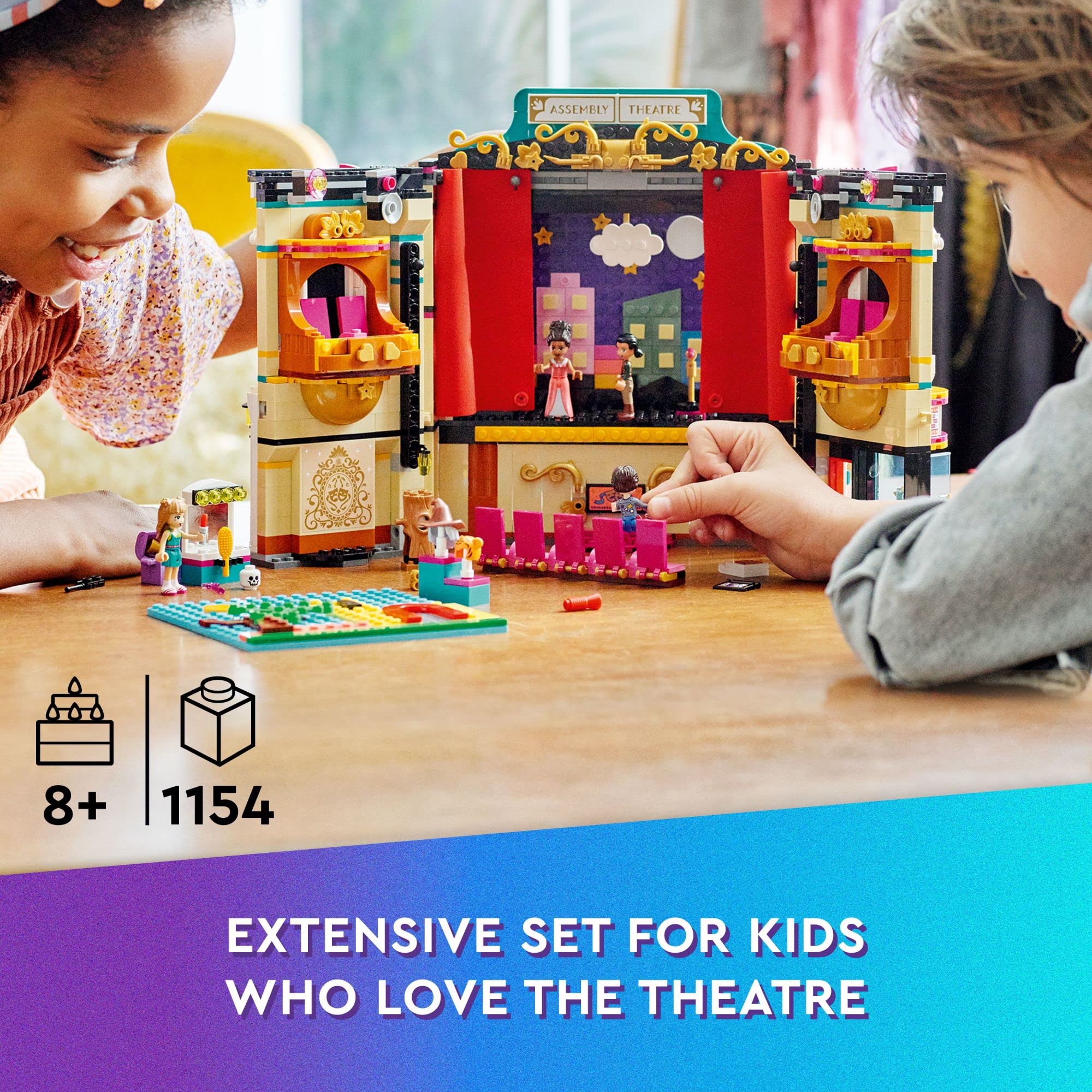 **LEGO Friends Andrea's Theater School Playset 41714 – Creative Pretend Play Toy for Kids Ages 8+ with Curtains, Lighting, Props & 4 Mini-Dolls | Perfect Gift for Girls & Boys | Inspire Imagination & Role-Playing Fun**    *(Use for birthday gifts, creative playtime, theater-themed parties, and storytelling adventures!)*