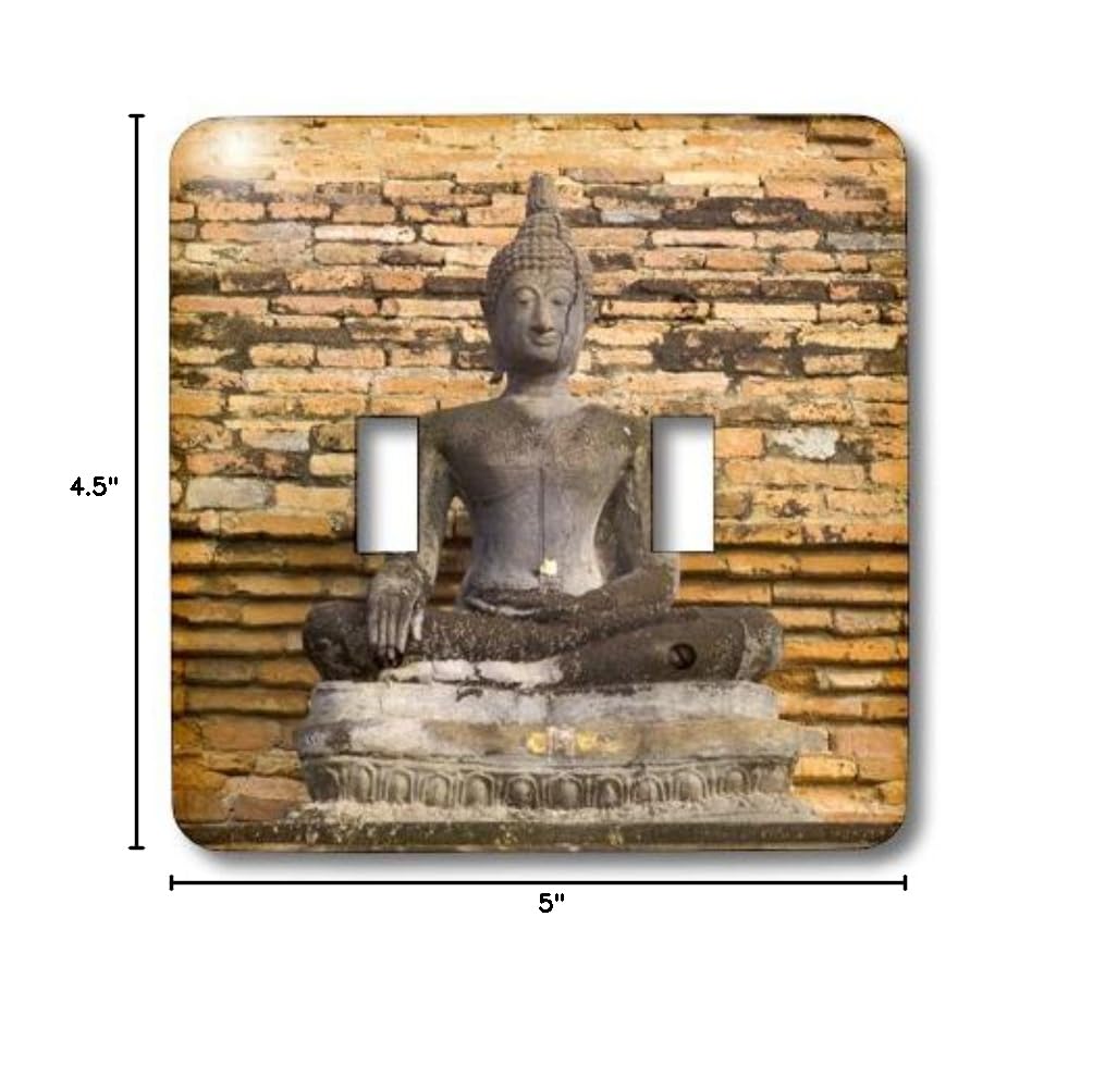 3D Rose Buddha at Wat Mahathat Thailand Double Toggle Switch - Decorative Switch Plate Cover for Home, Office & Meditation Spaces